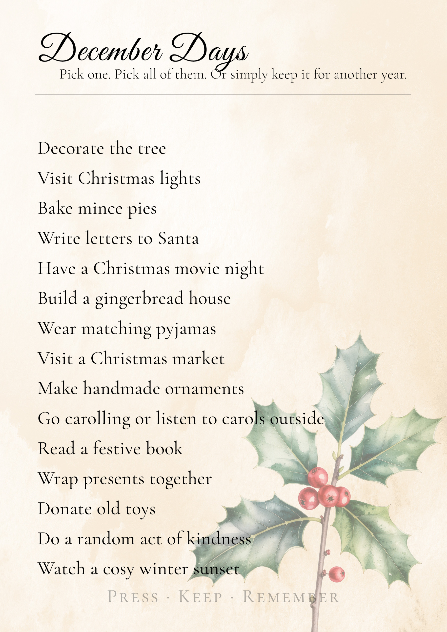 The Gentle Library - A Year of Making Memories - December