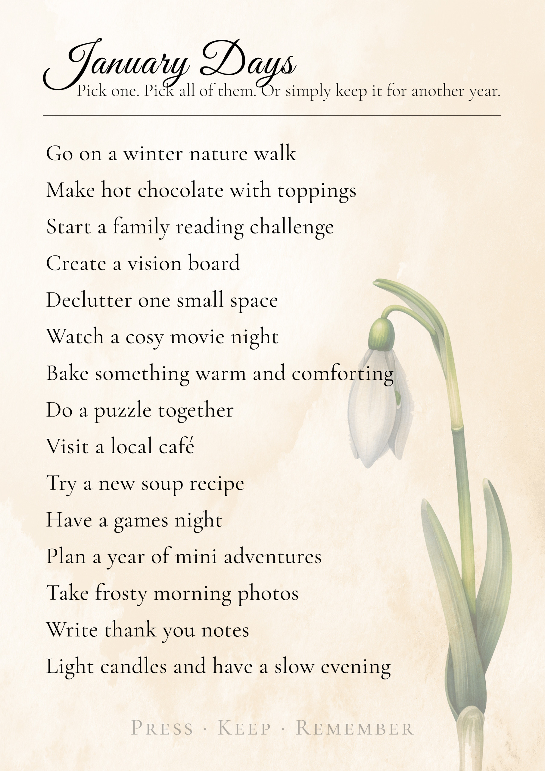 The Gentle Library - A Year of Making Memories - January