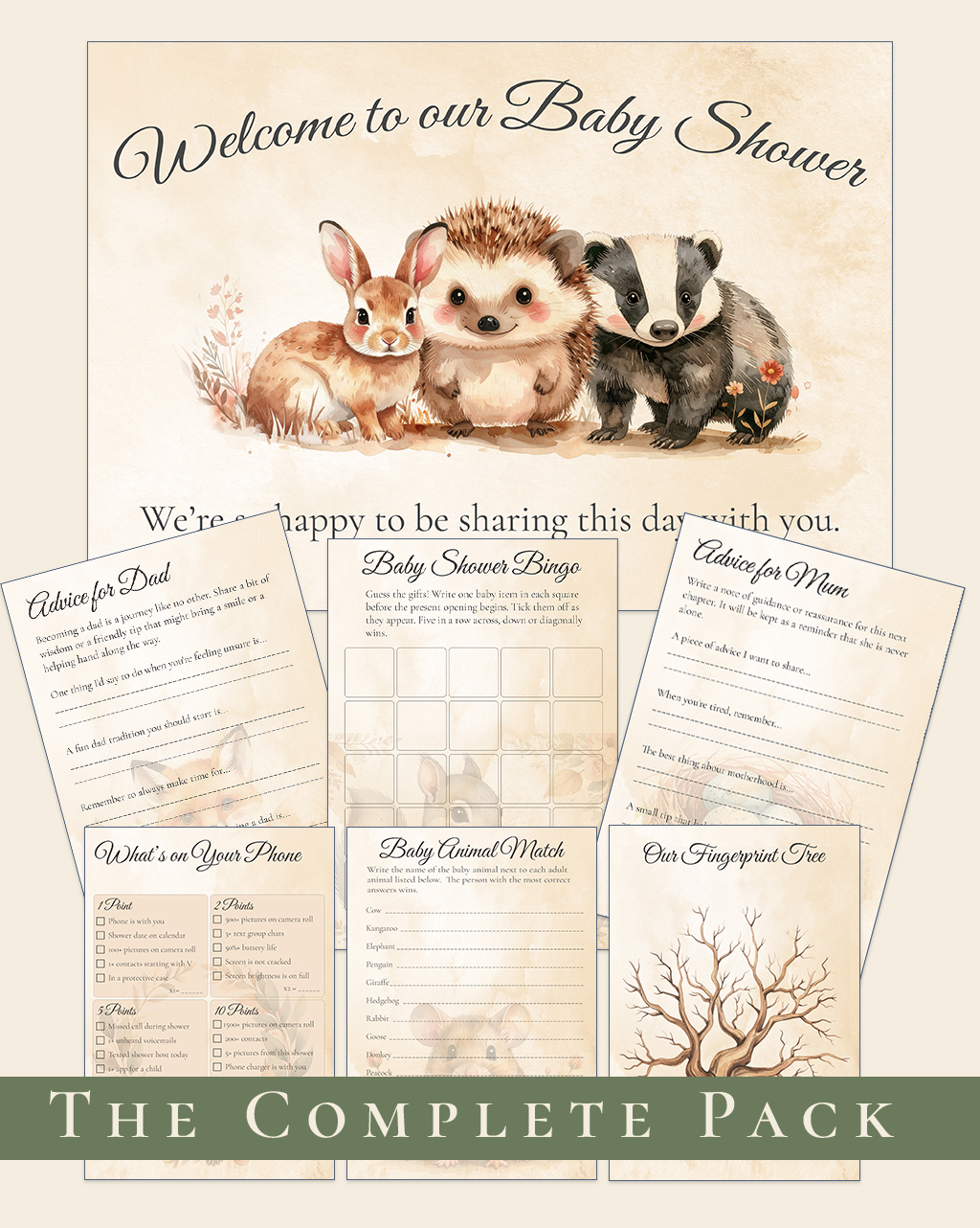 Woodland Baby Shower Complete Pack