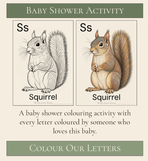 Baby Shower Activity Woodland Alphabet Colouring Book 5