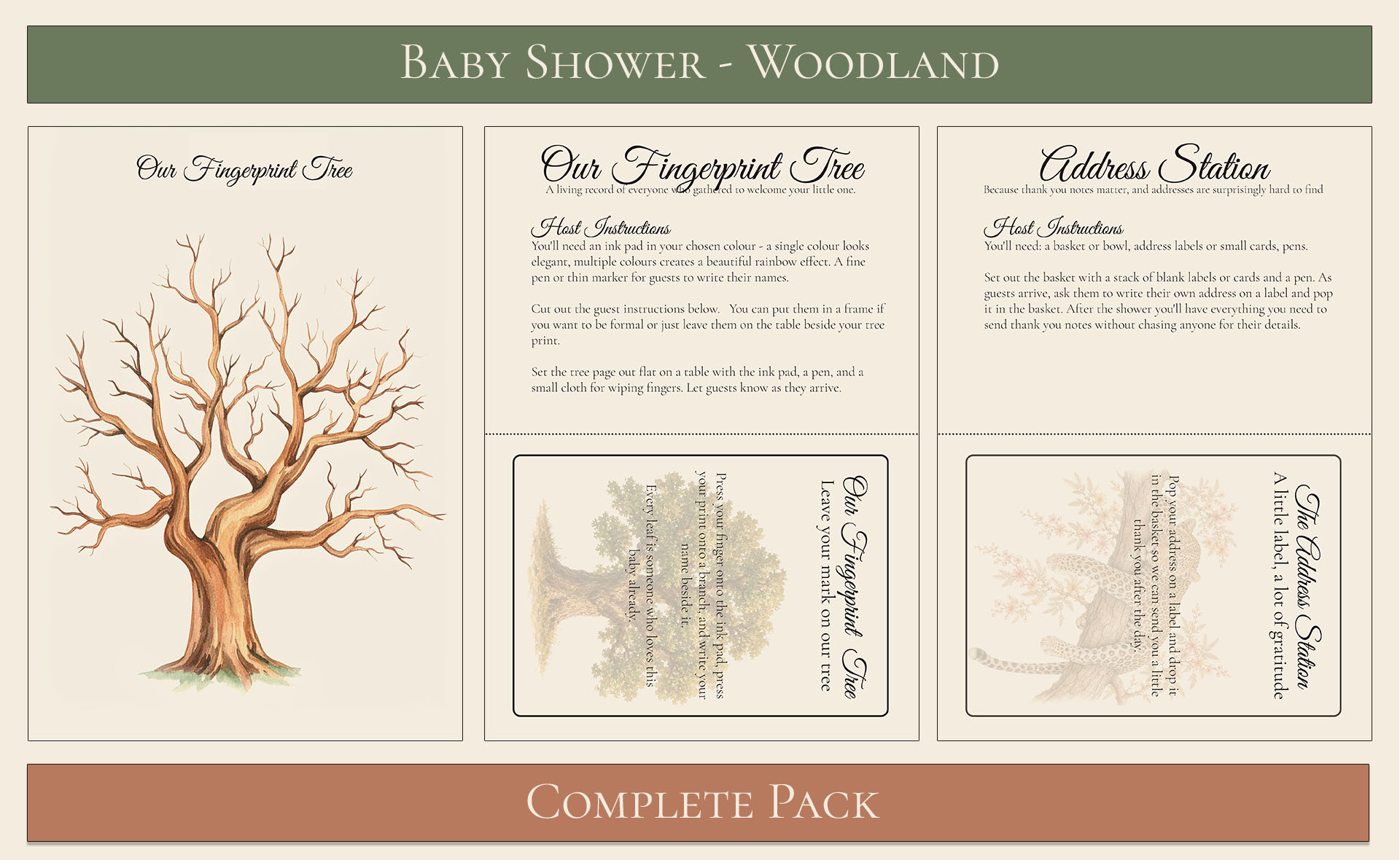 Woodland Themed Baby Shower Complete Pack 3