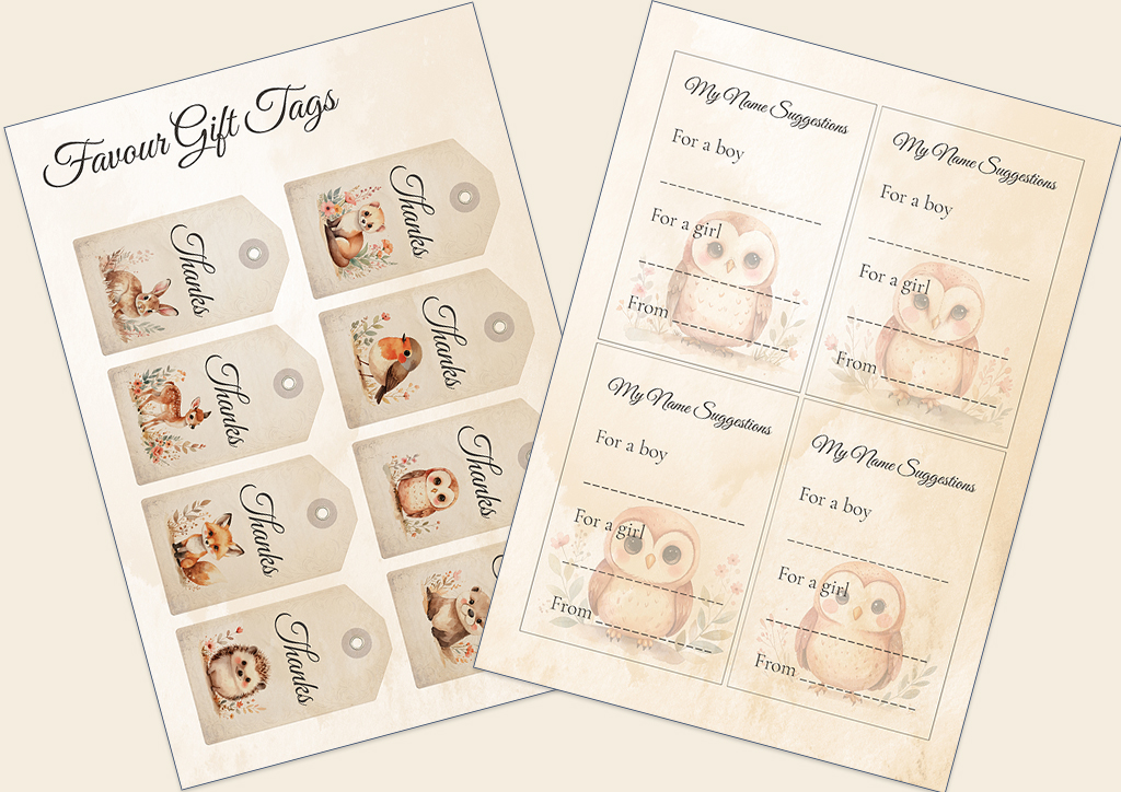 Woodland Baby Shower Gift Tags