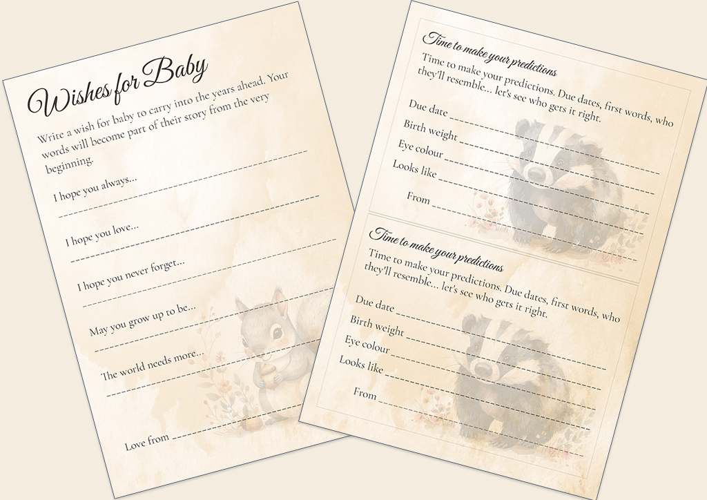 Woodland Baby Shower Wishes for Baby