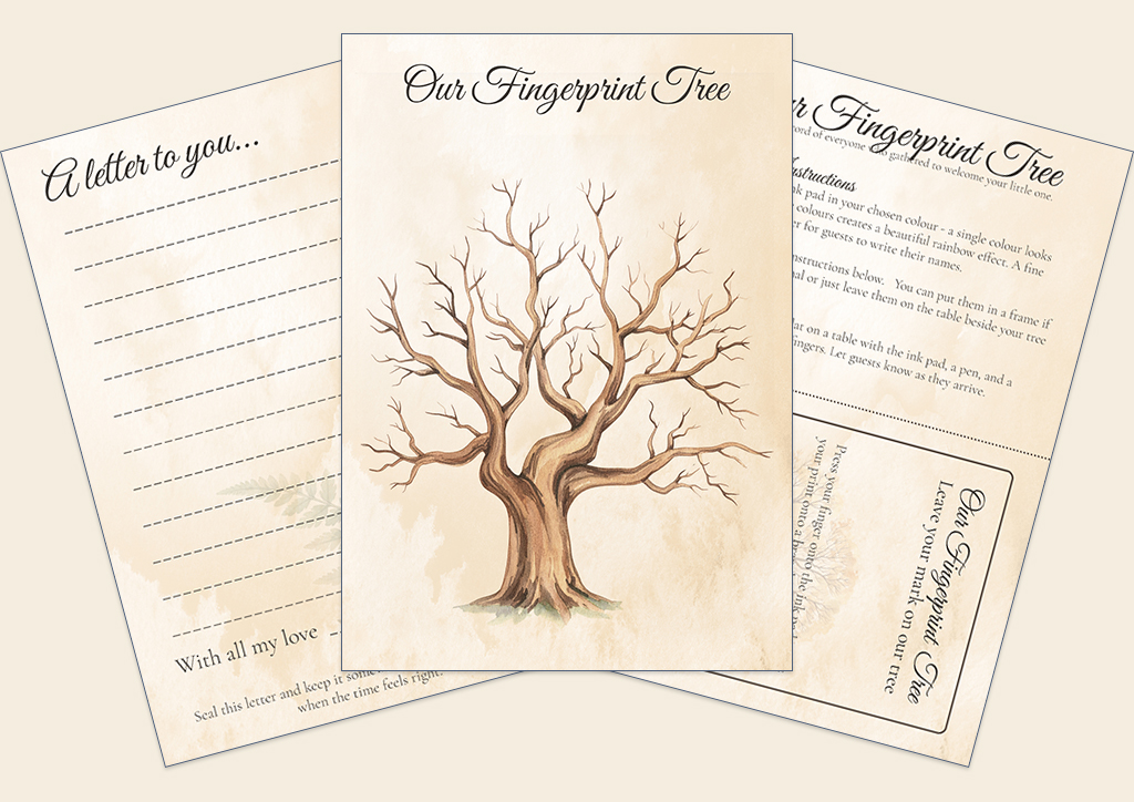 Woodland Baby Shower Fingerprint tree