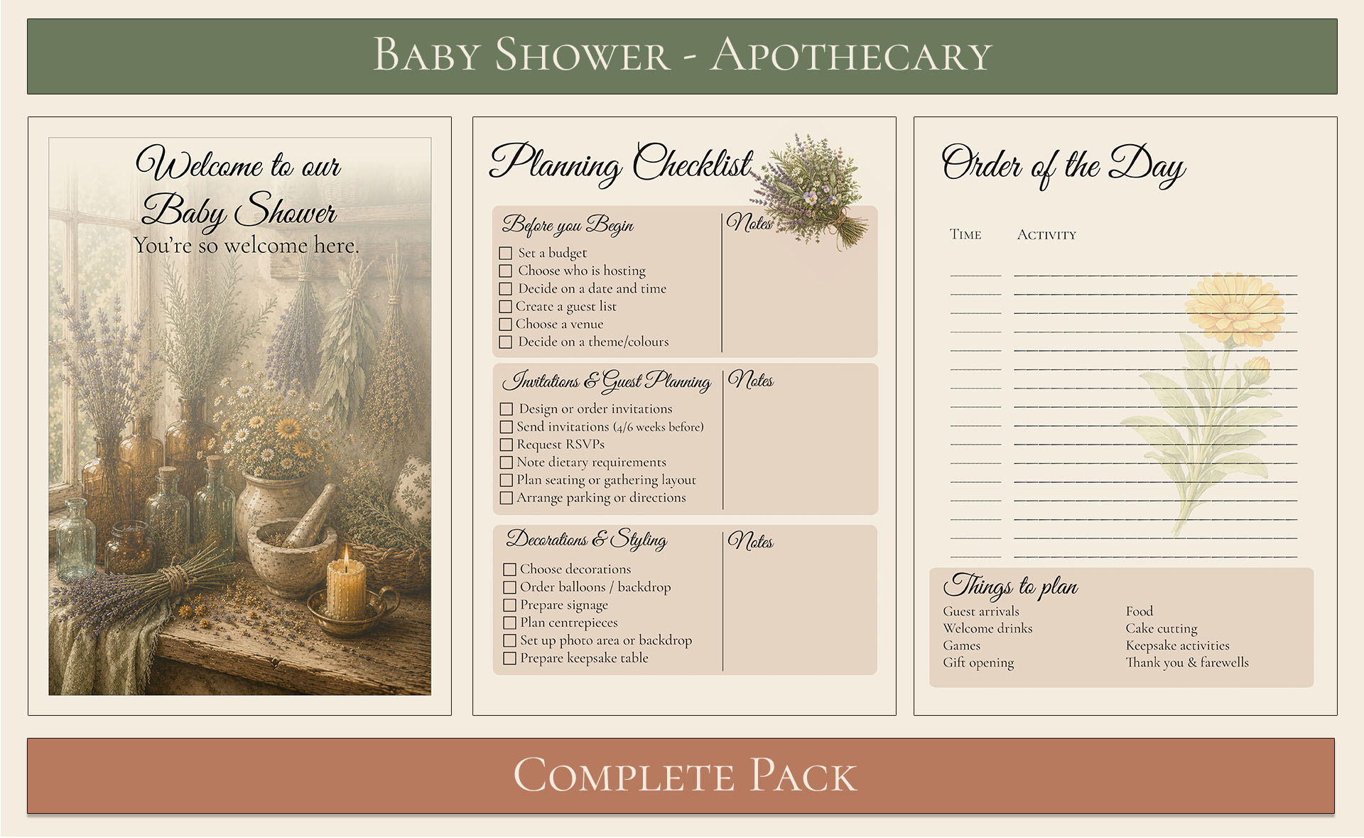 Apothecary Themed Baby Shower Complete Pack 2