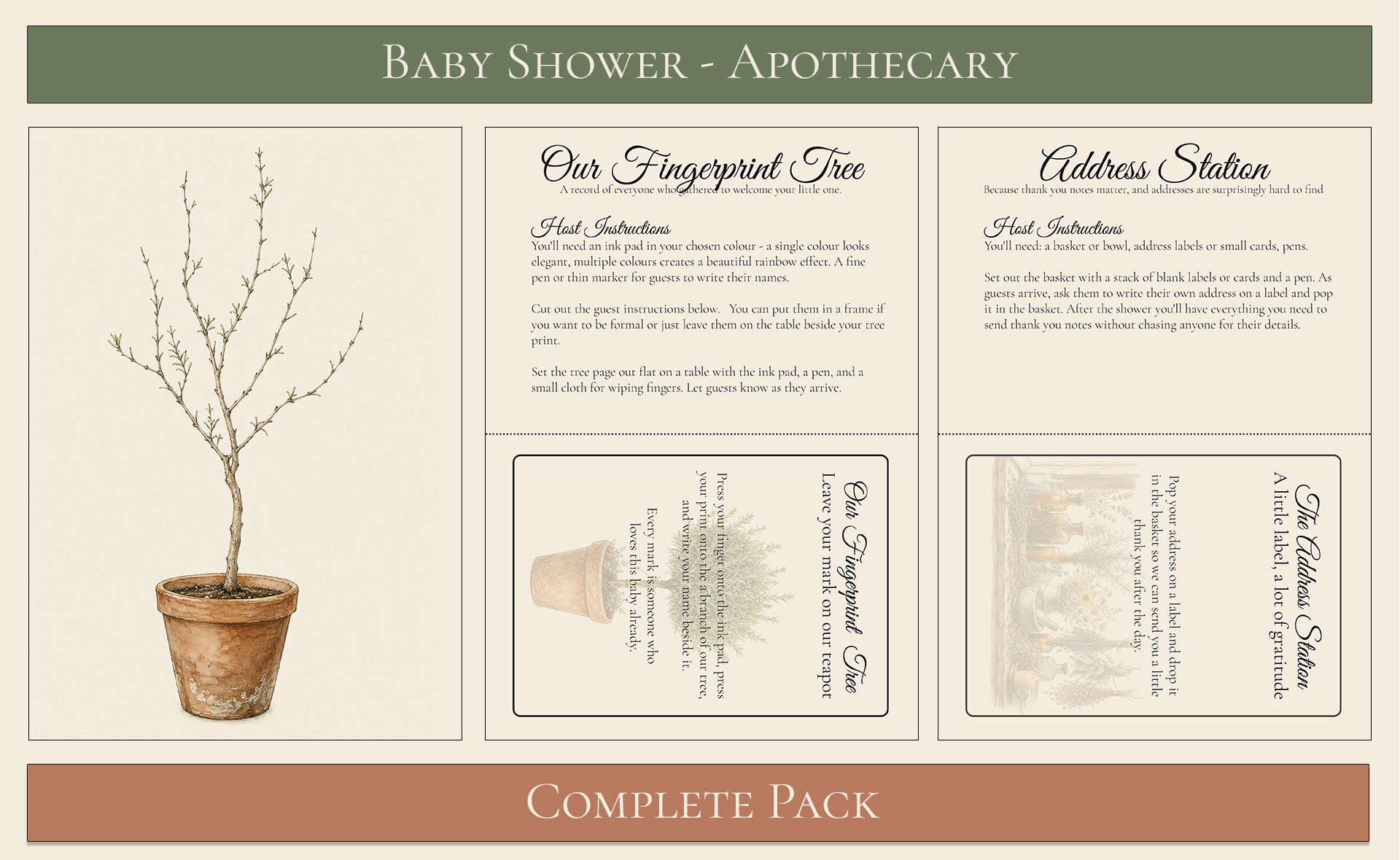 Apothecary Themed Baby Shower Complete Pack 3
