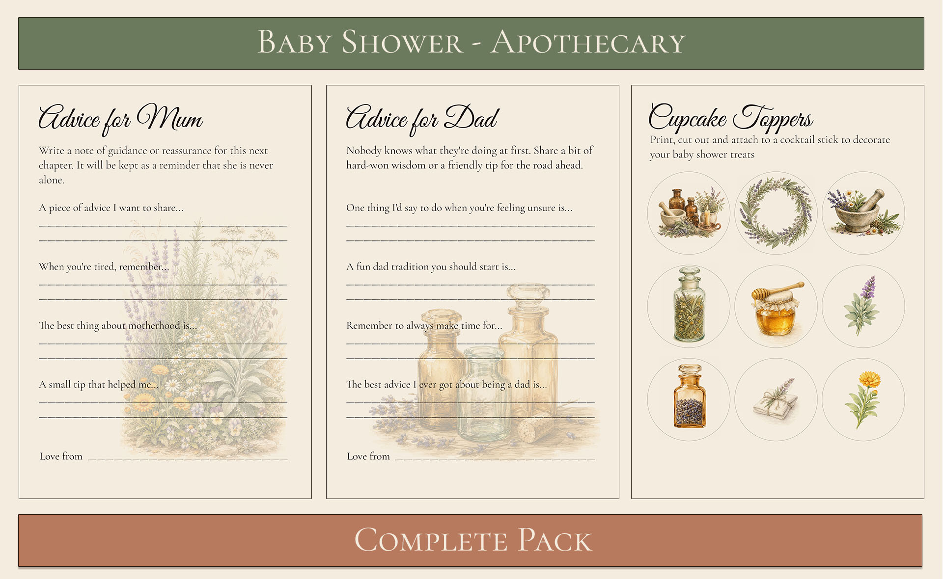 Apothecary Themed Baby Shower Complete Pack 7