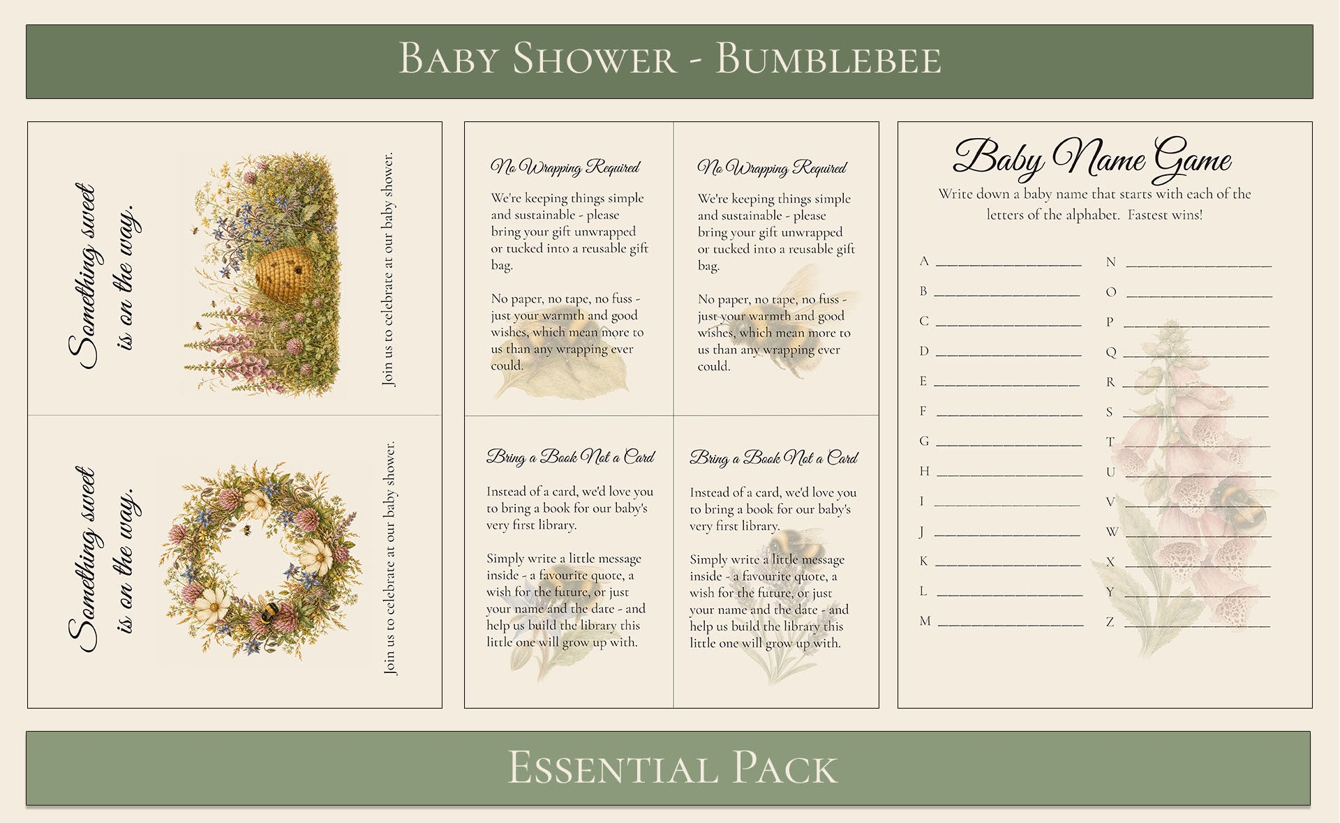 Bumblebee Baby Shower Essential Pack 4
