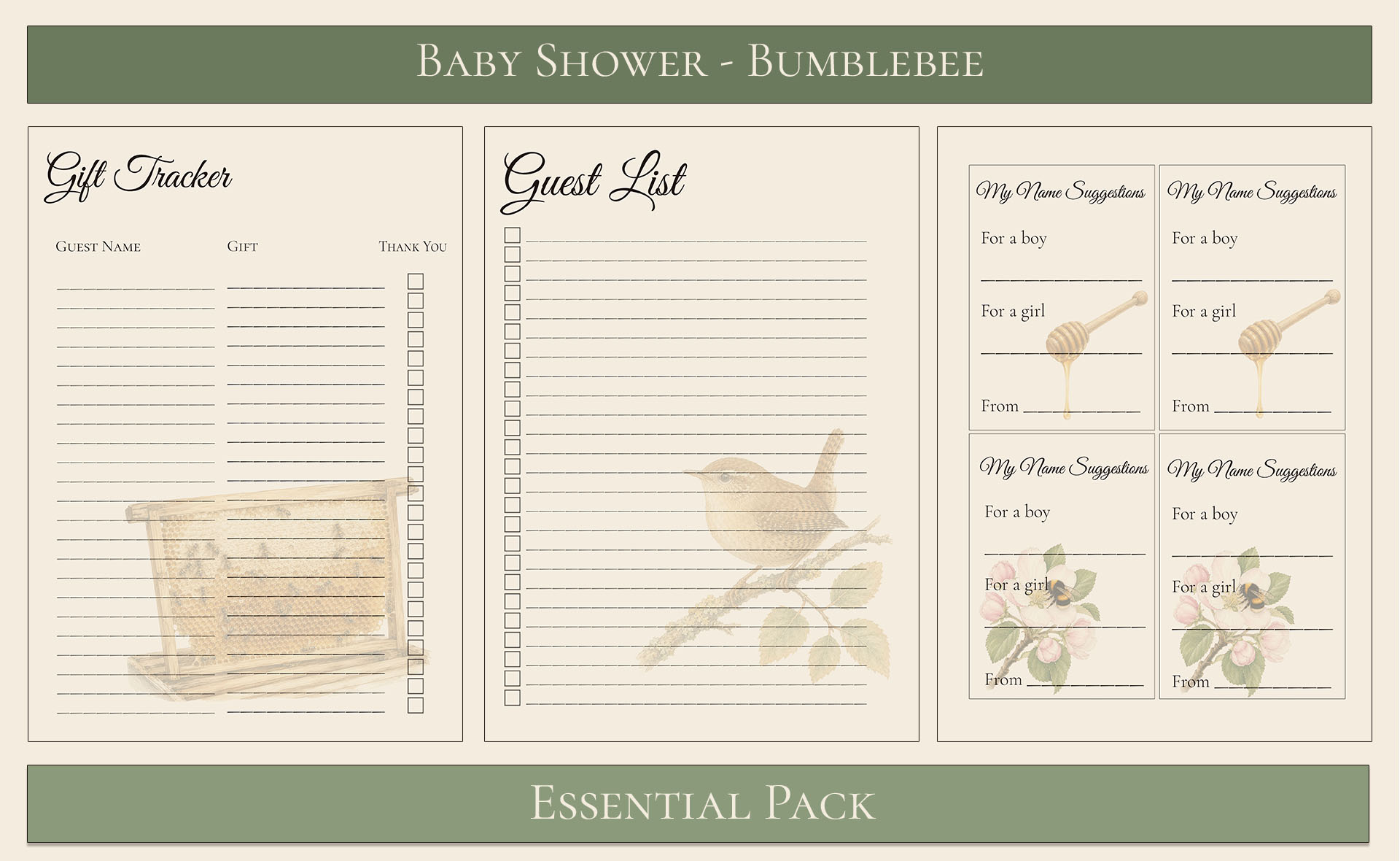 Bumblebee Baby Shower Essential Pack 5
