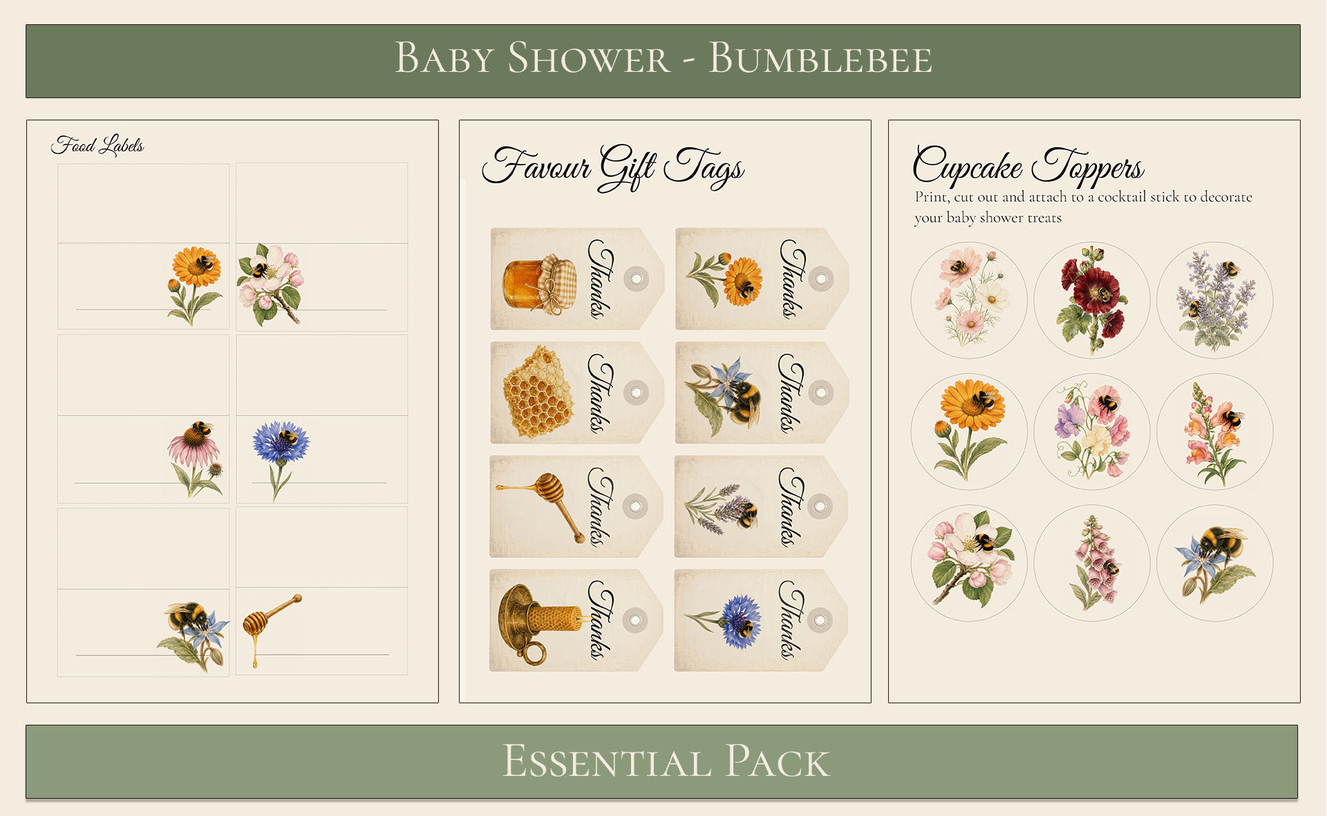 Bumblebee Baby Shower Essential Pack 6
