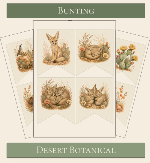 Printable Bunting Desert Botanical theme 1