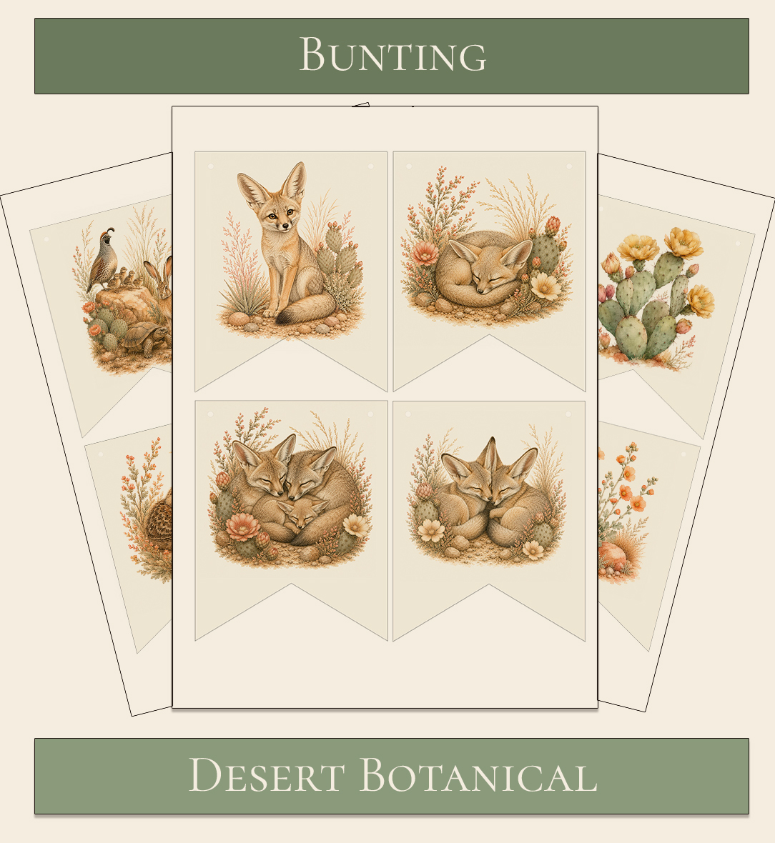 Printable Bunting Desert Botanical theme 1