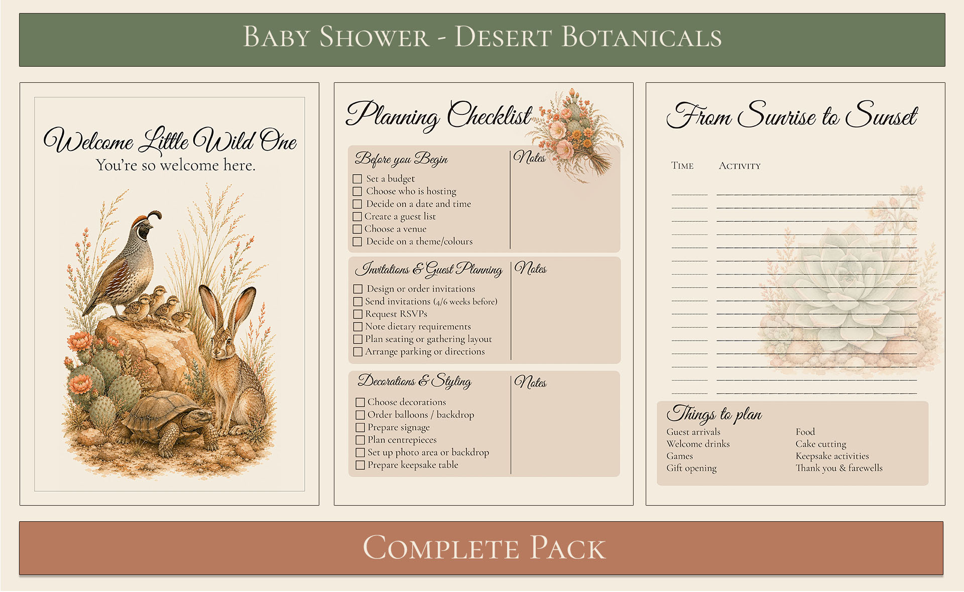 Desert Botanical Baby Shower Essential Pack 2