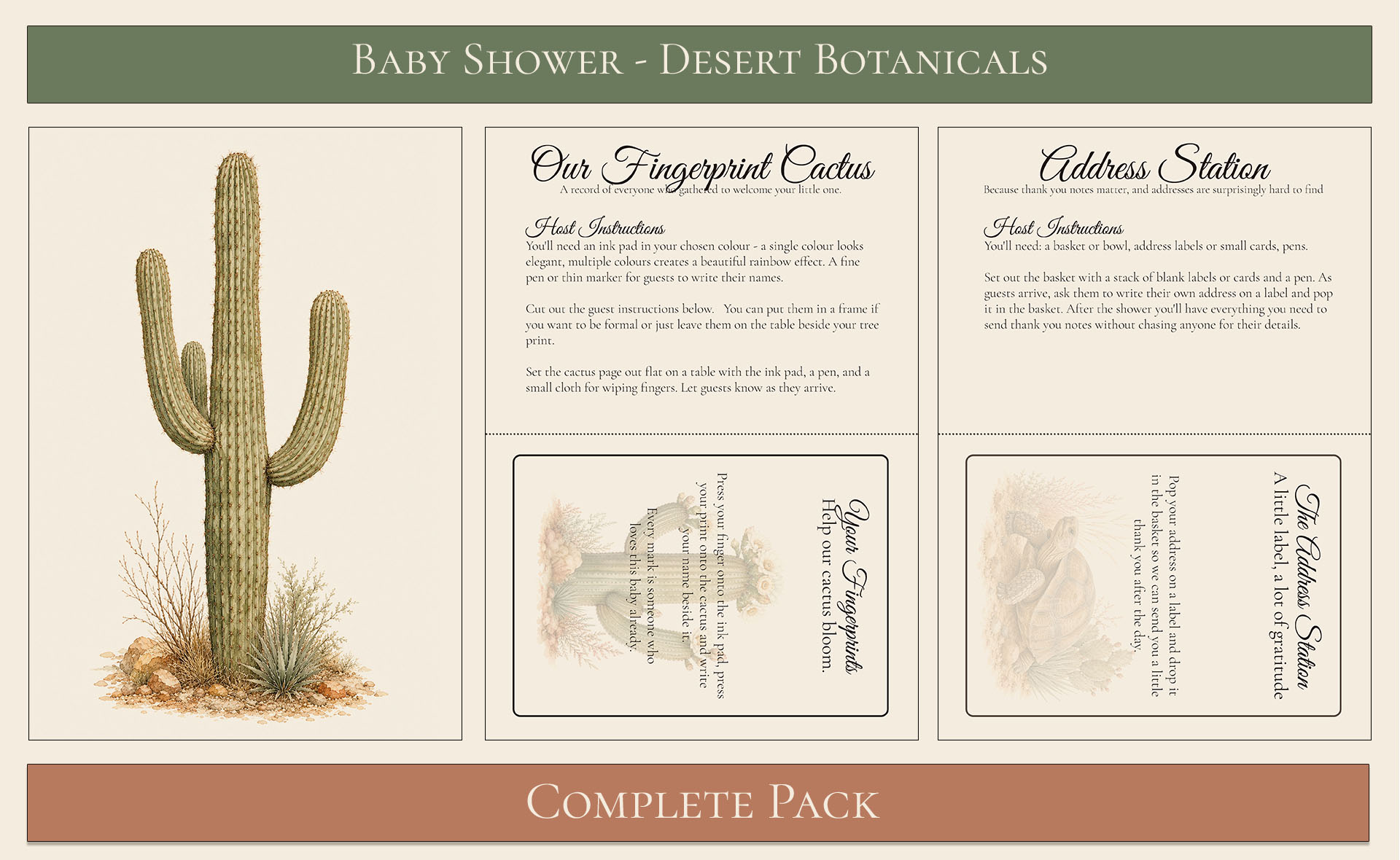 Desert Botanical Baby Shower Essential Pack 3