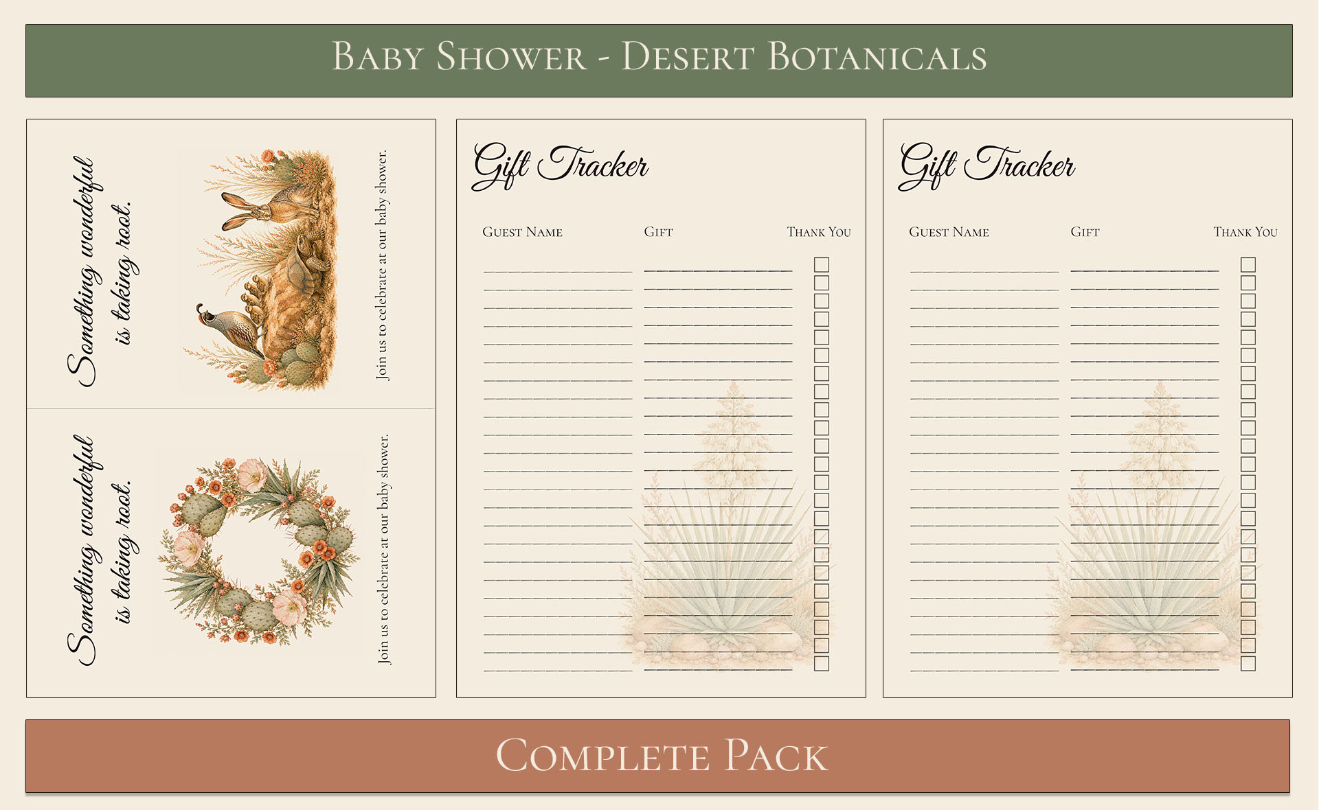 Desert Botanical Baby Shower Essential Pack 6