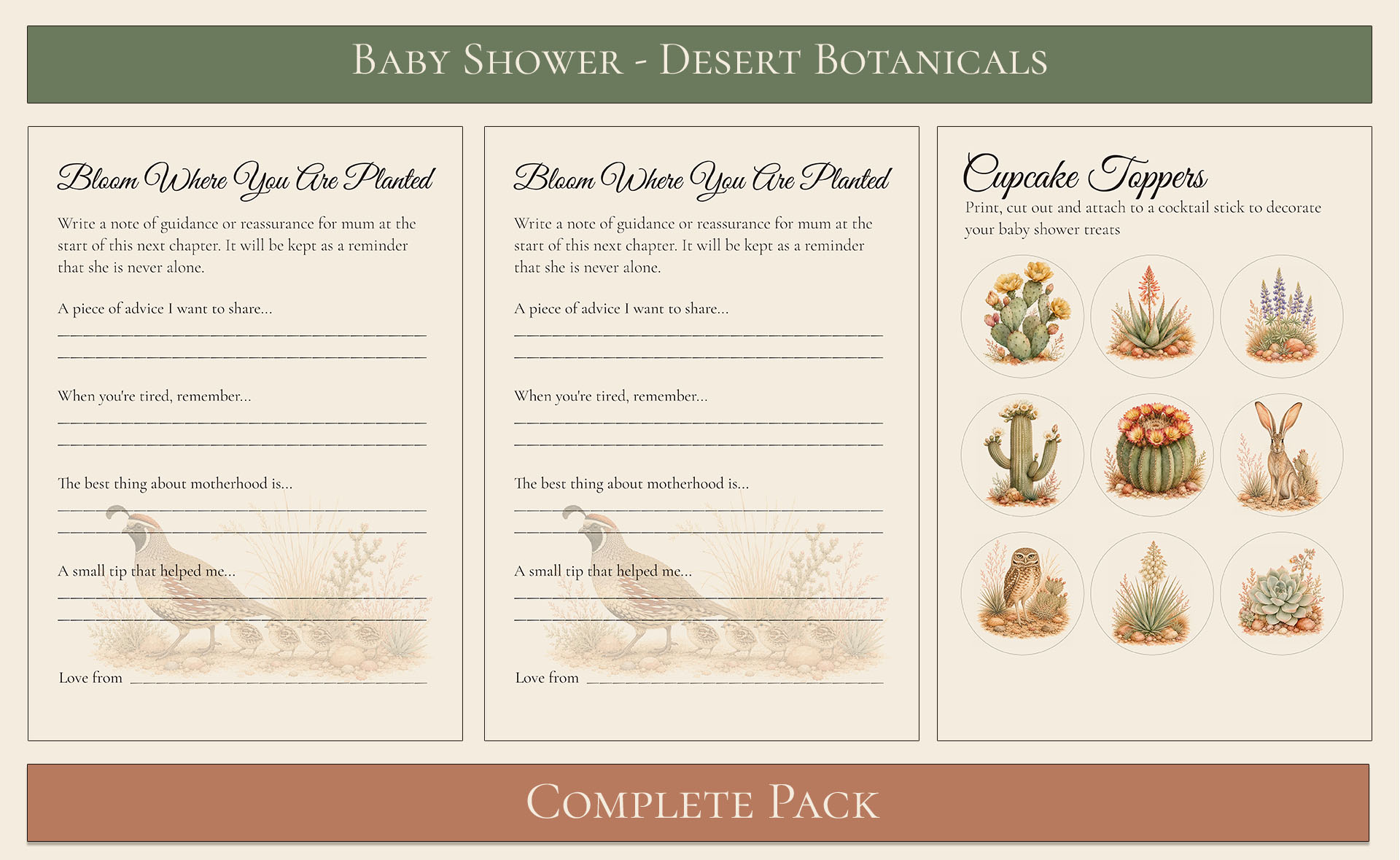 Desert Botanical Baby Shower Essential Pack 7