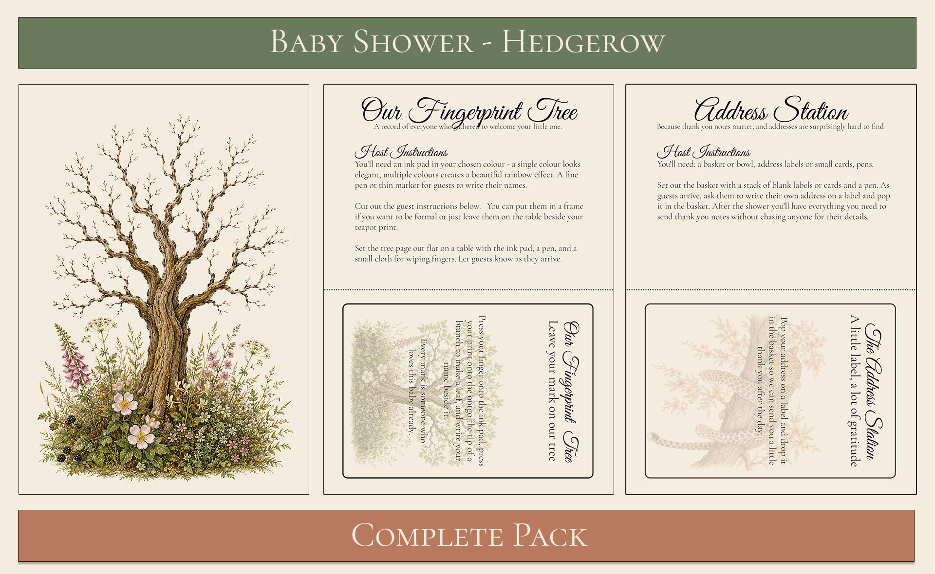 Hedgerow Themed Baby Shower Complete Pack 3
