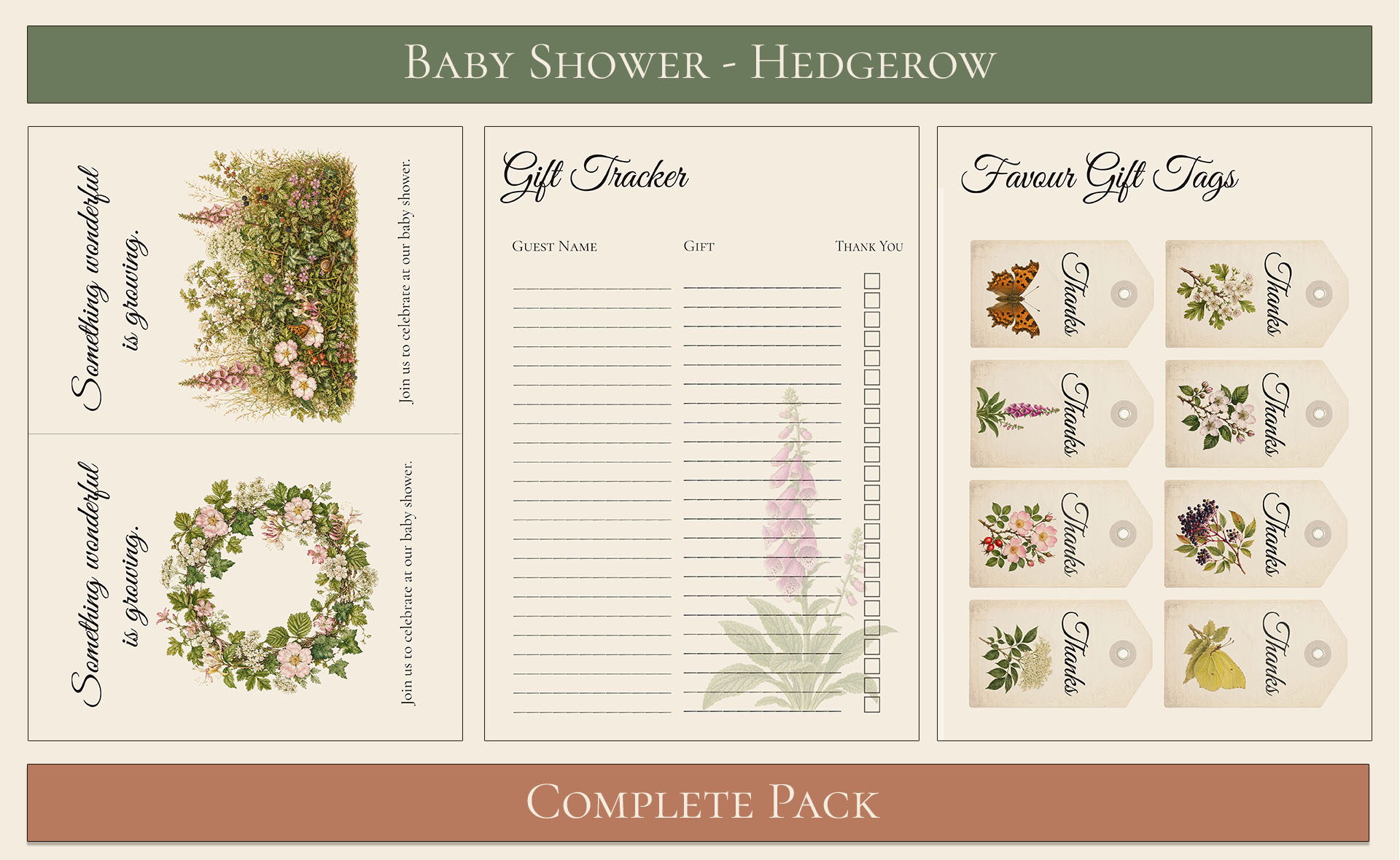 Hedgerow Themed Baby Shower Complete Pack 6