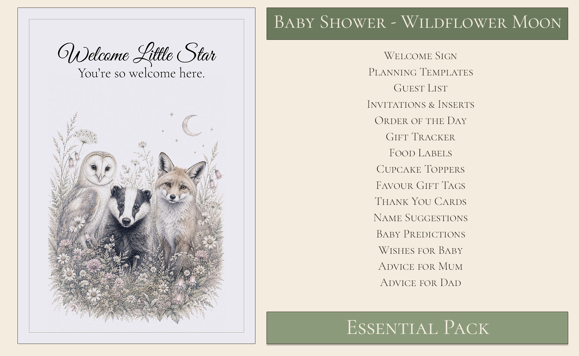 Wildflower Moon Baby Shower Essential Pack 2