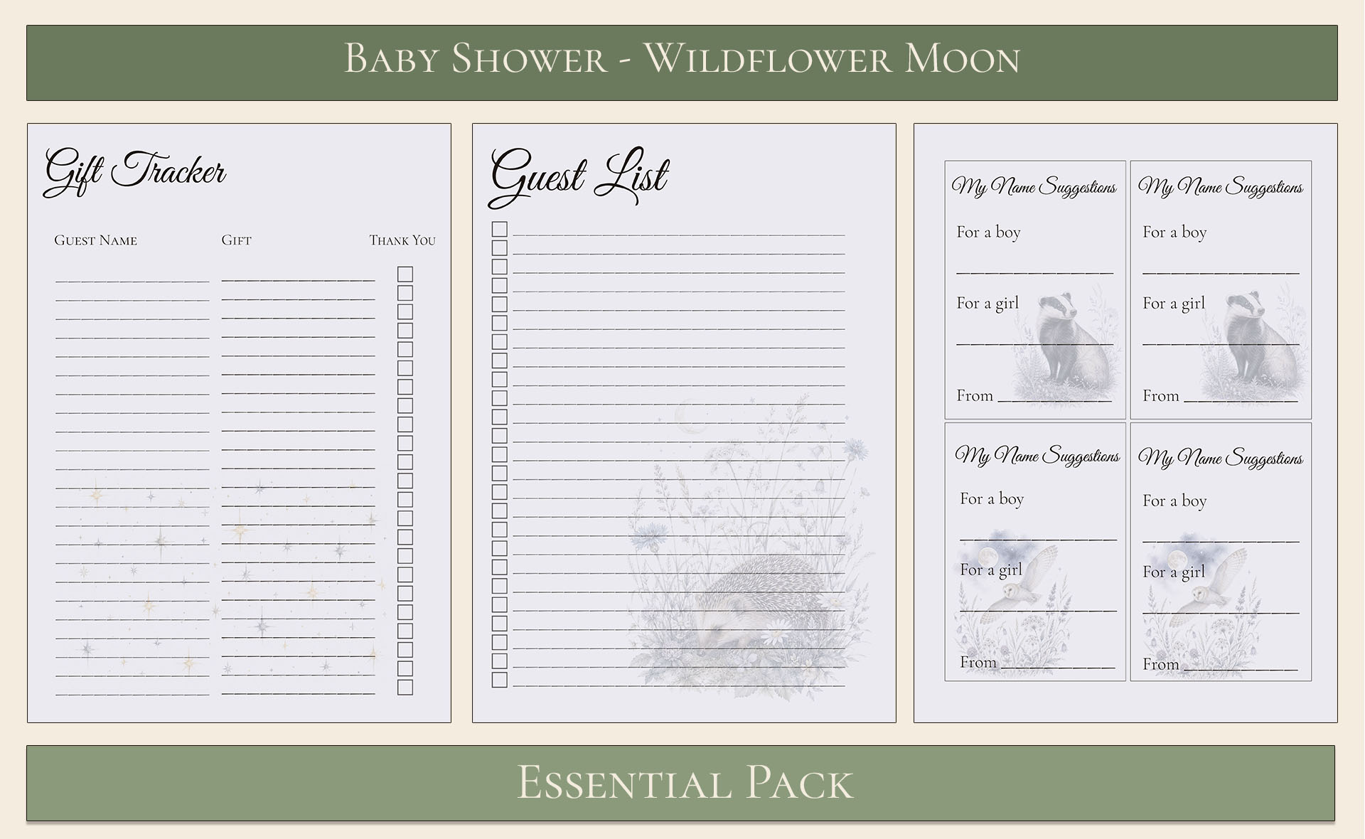 Wildflower Moon Baby Shower Essential Pack 6
