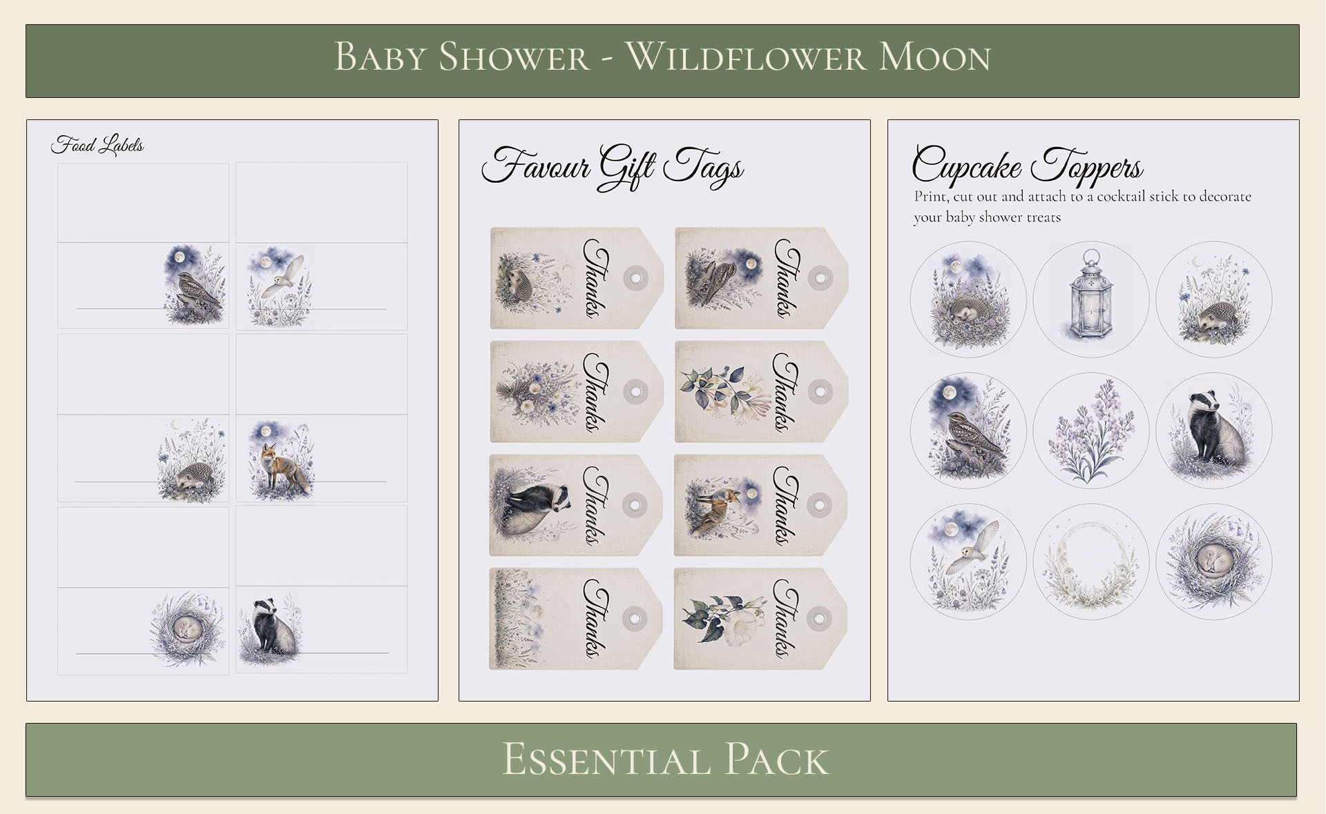 Wildflower Moon Baby Shower Essential Pack 5