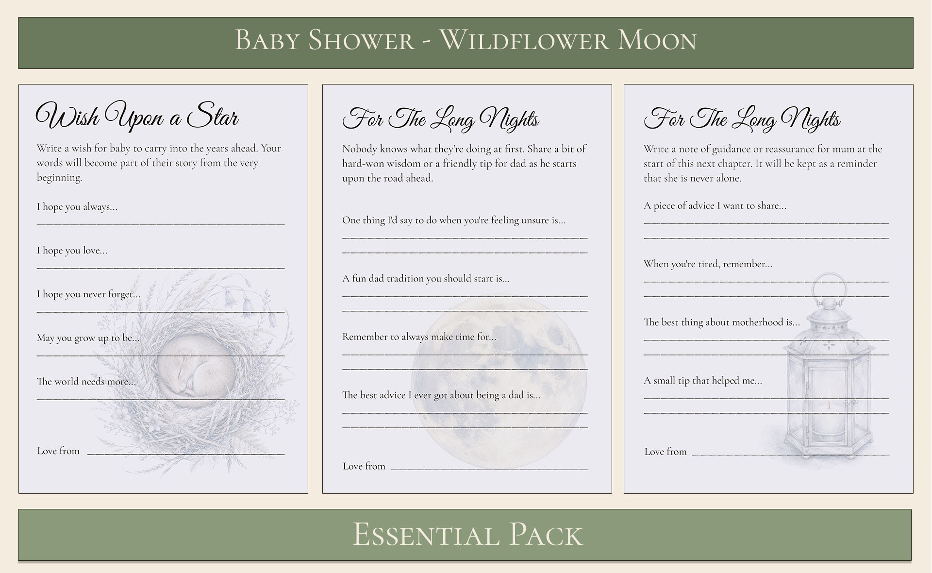 Wildflower Moon Baby Shower Essential Pack 4