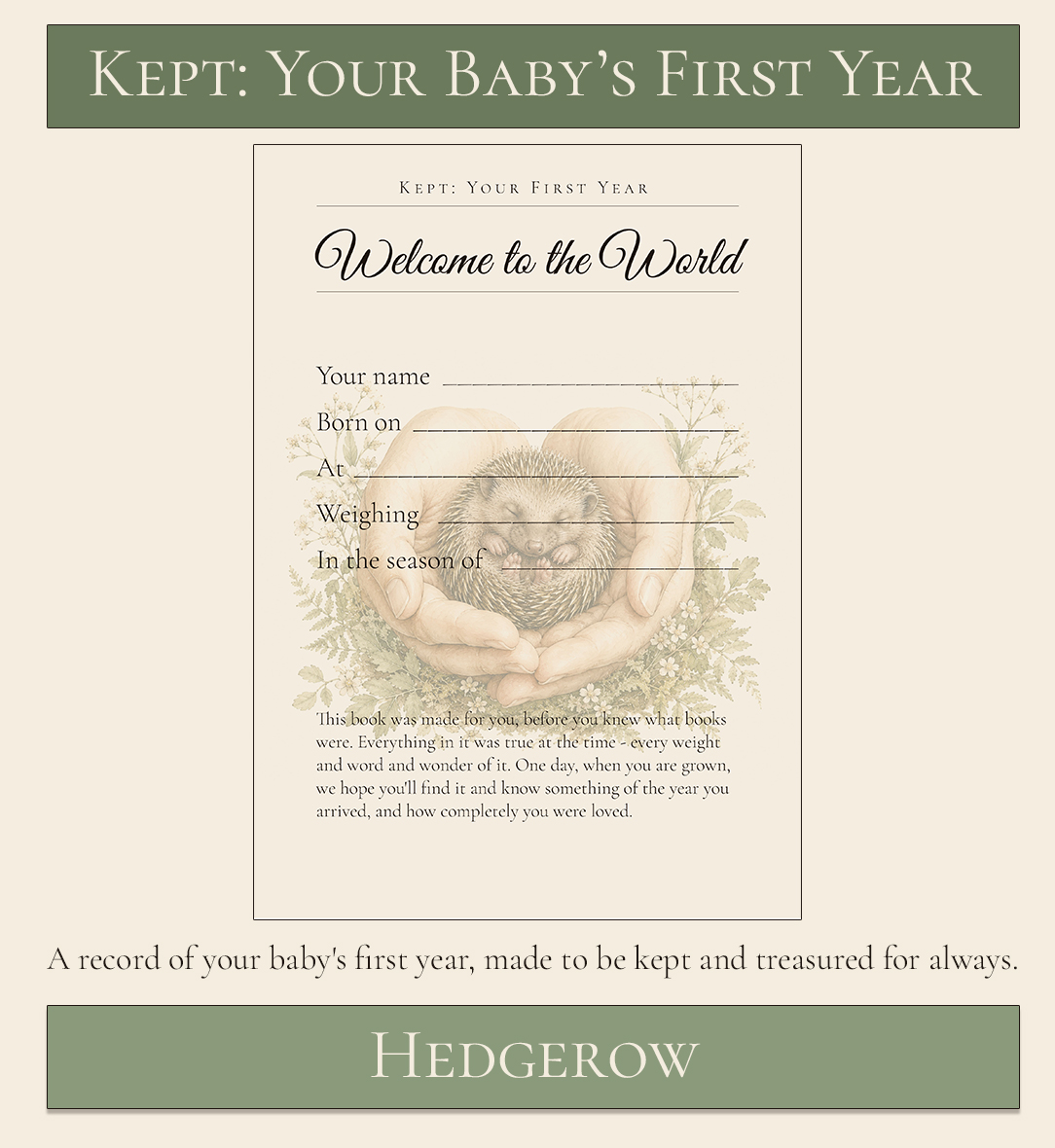 Your baby's first year keepsake - hedgerow theme 6
