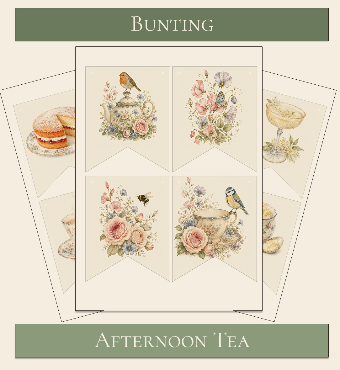 Printable Bunting Afternoon Tea Theme 3