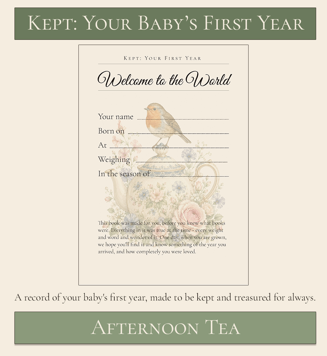 Your baby's first year keepsake afternoon tea themed 1