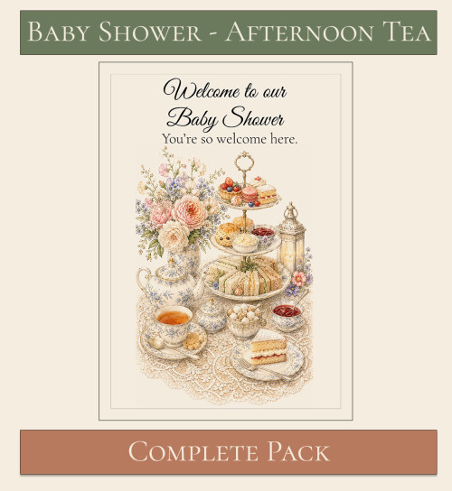 Afternoon Tea Themed Baby Shower Complete Pack 1
