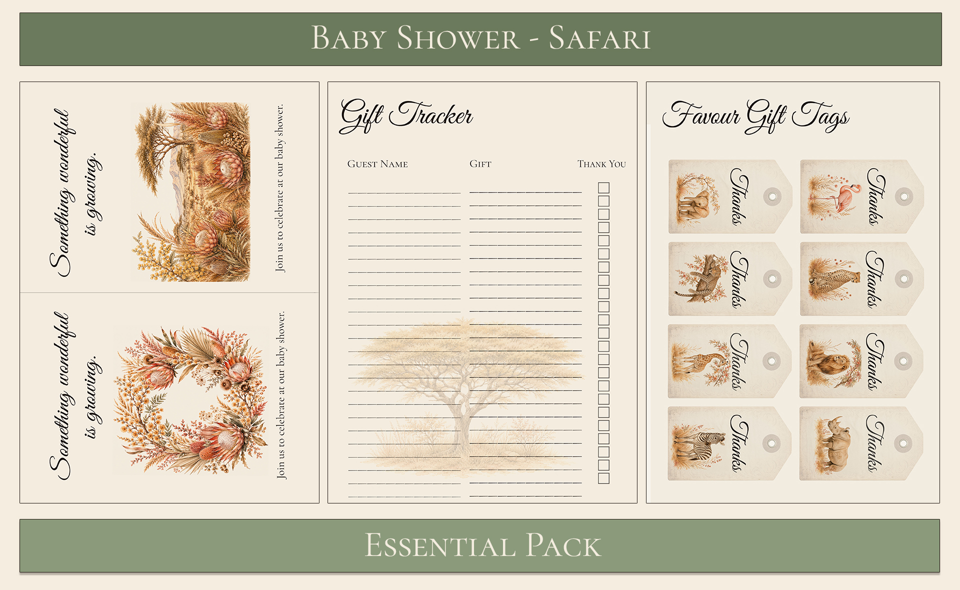 Safari Themed Baby Shower Essential Pack 3