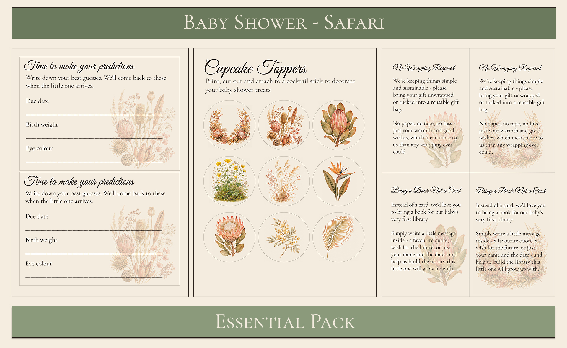 Safari Themed Baby Shower Essential Pack 4