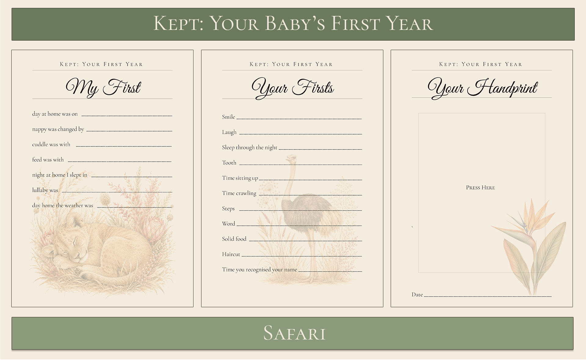 Your baby's first year keepsake - safari theme 4