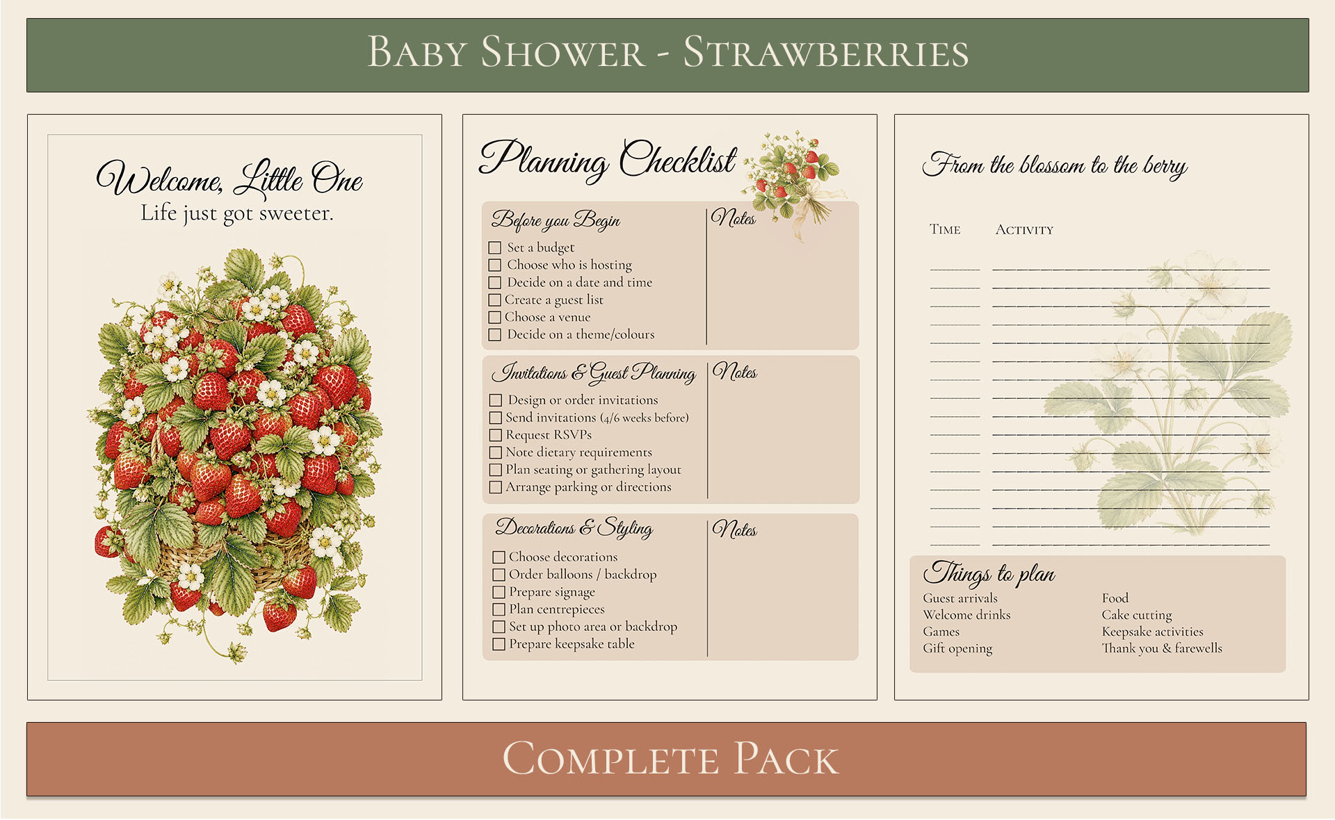 Strawberry Baby Shower Complete Pack 7