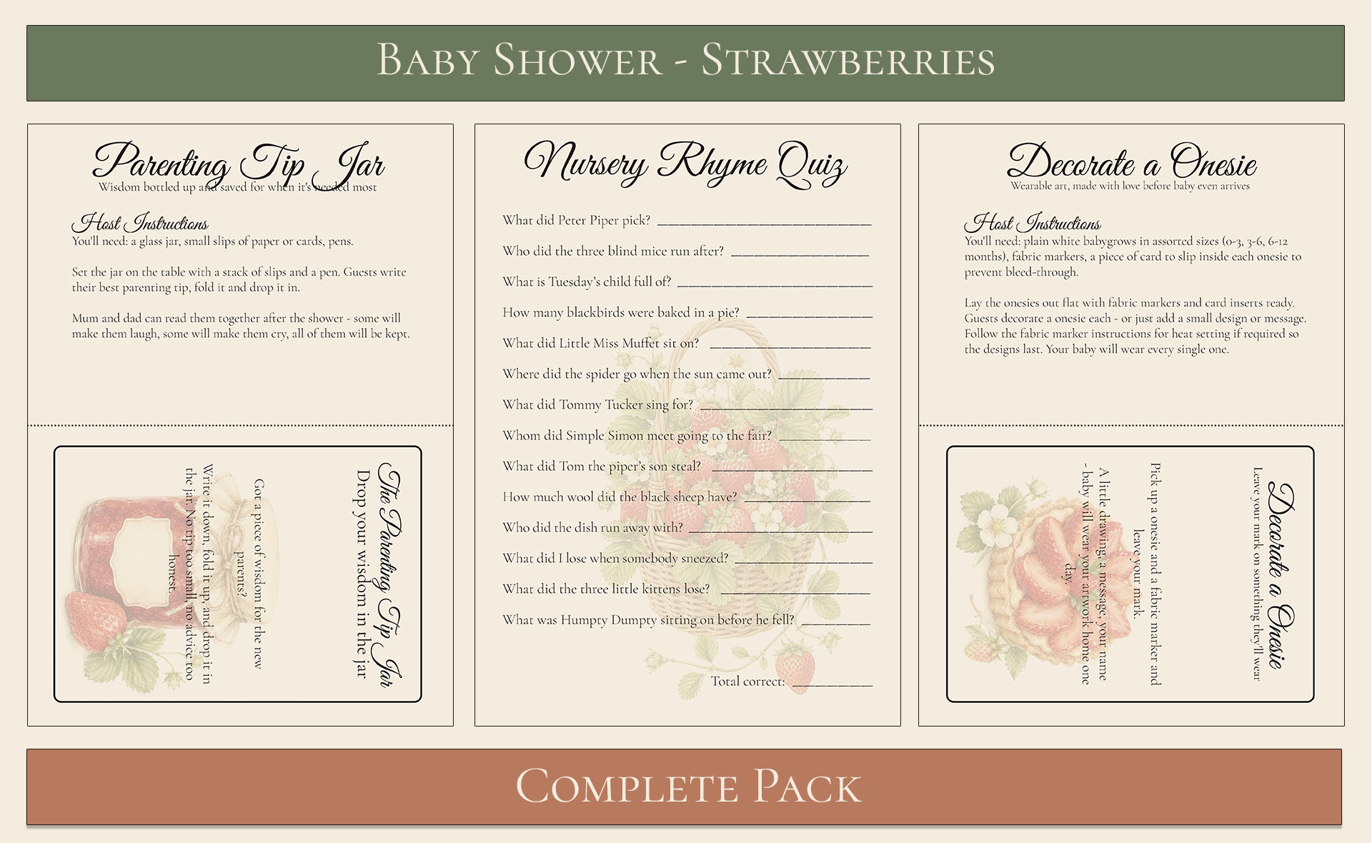 Strawberry Baby Shower Complete Pack 4
