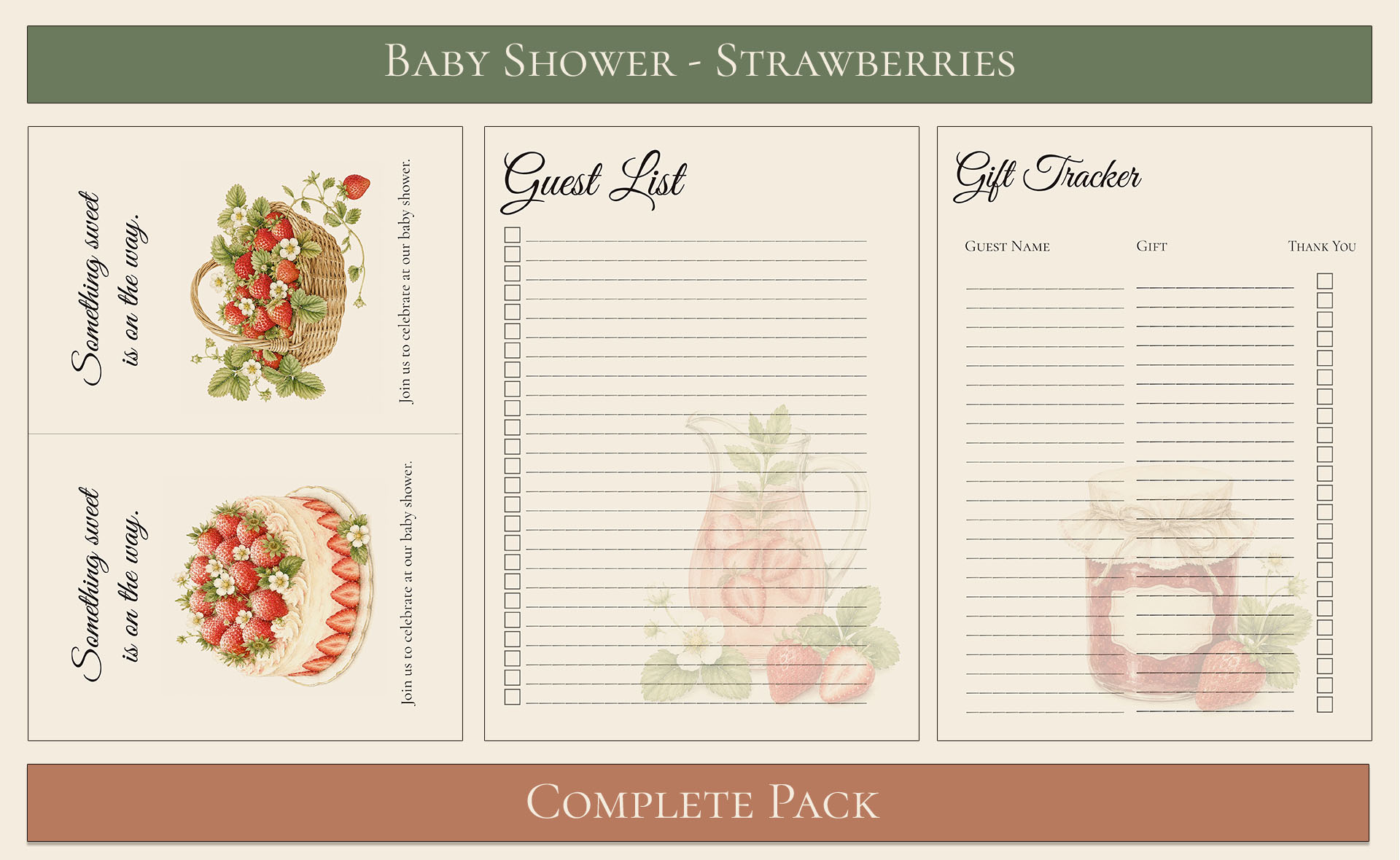Strawberry Baby Shower Complete Pack 3