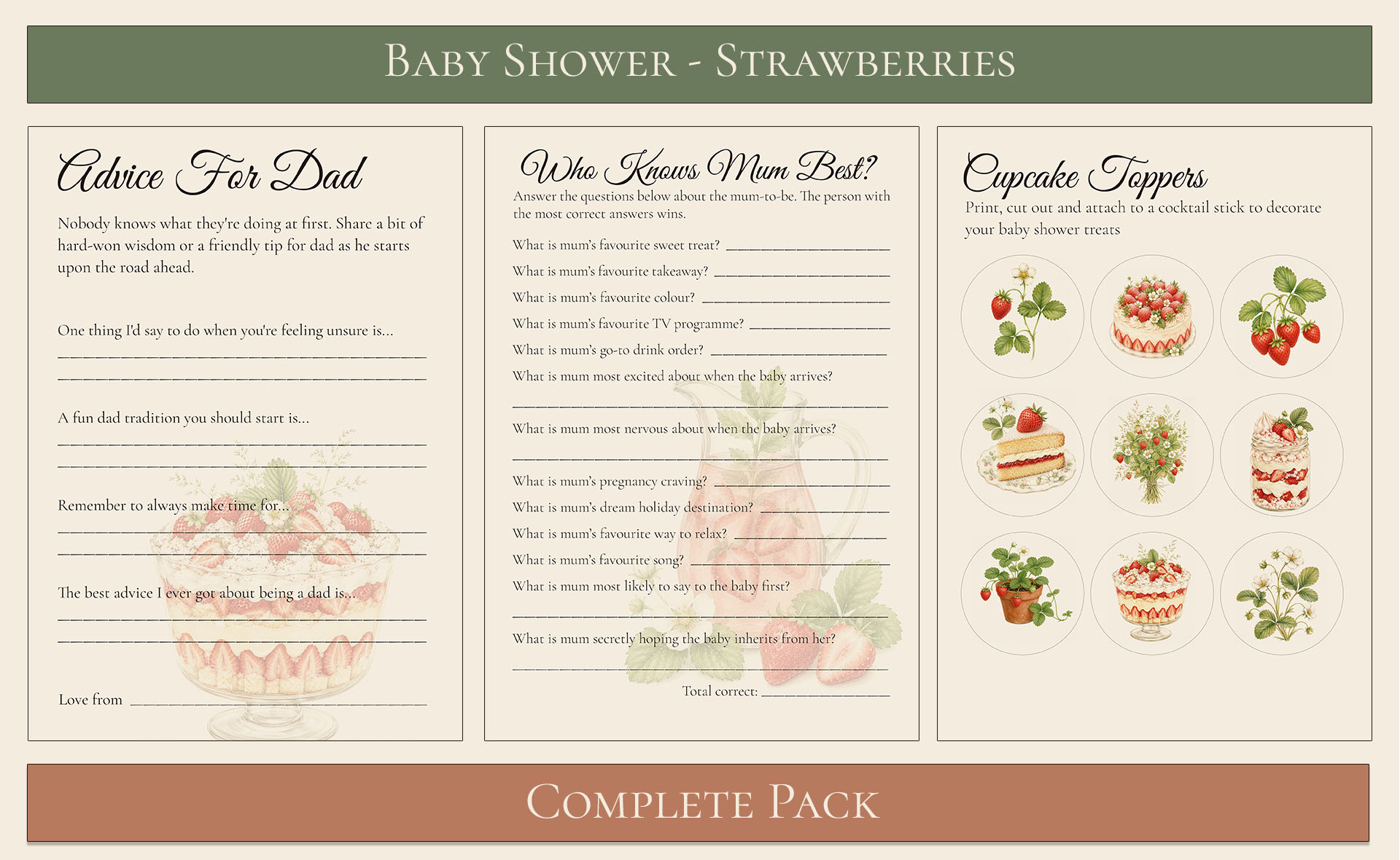 Strawberry Baby Shower Complete Pack 2