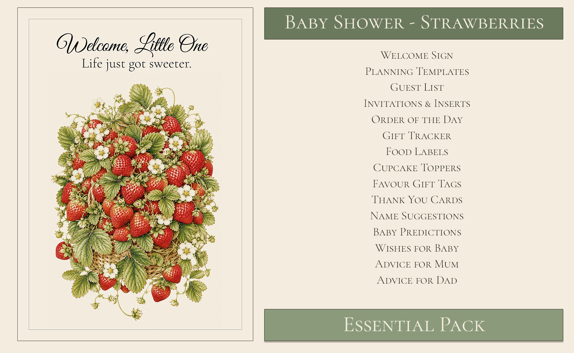Strawberry Baby Shower Essential Pack 6