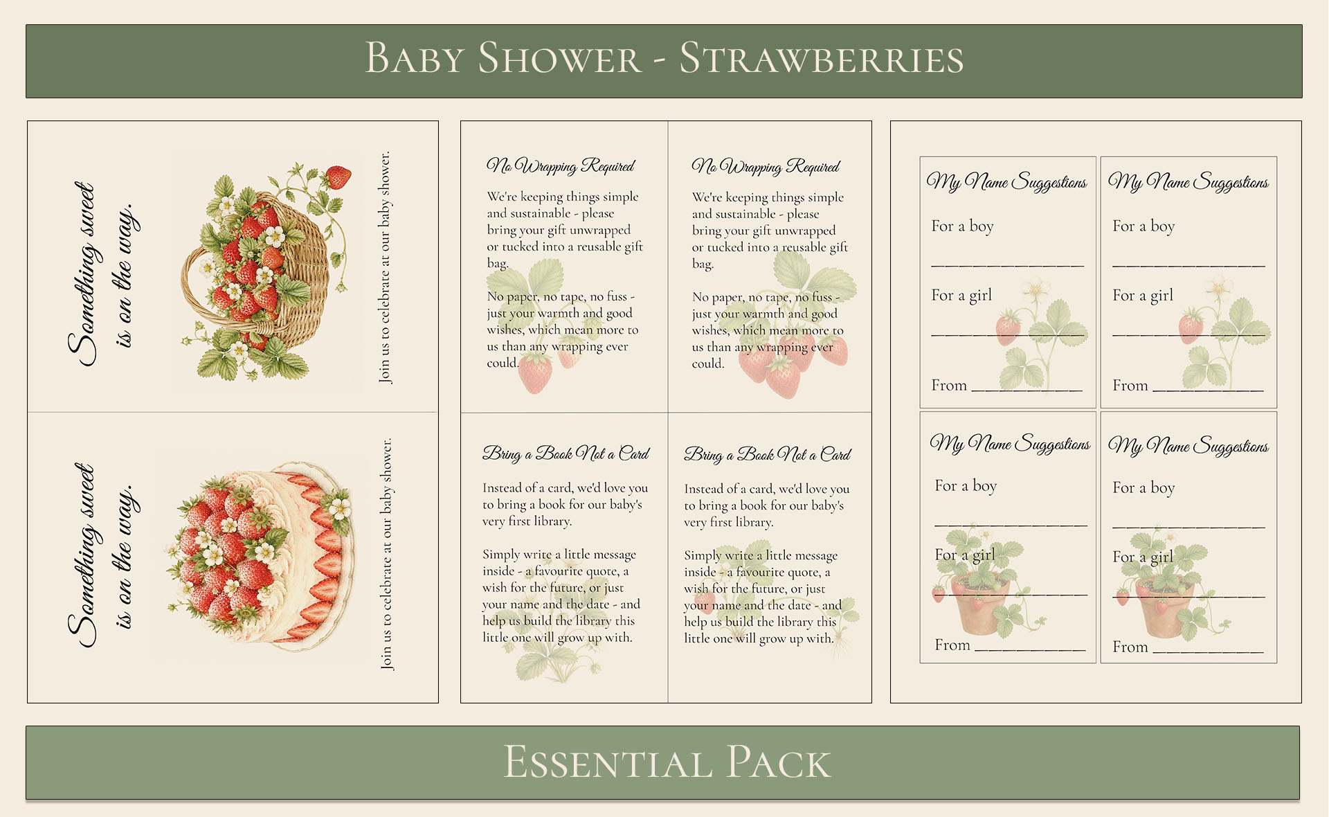 Strawberry Baby Shower Essential Pack 4
