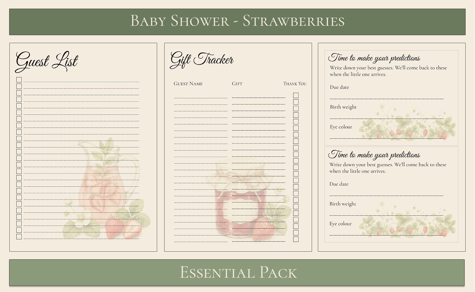 Strawberry Baby Shower Essential Pack 3