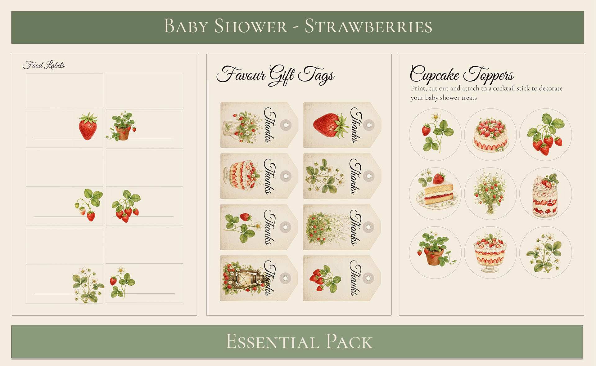 Strawberry Baby Shower Essential Pack 2