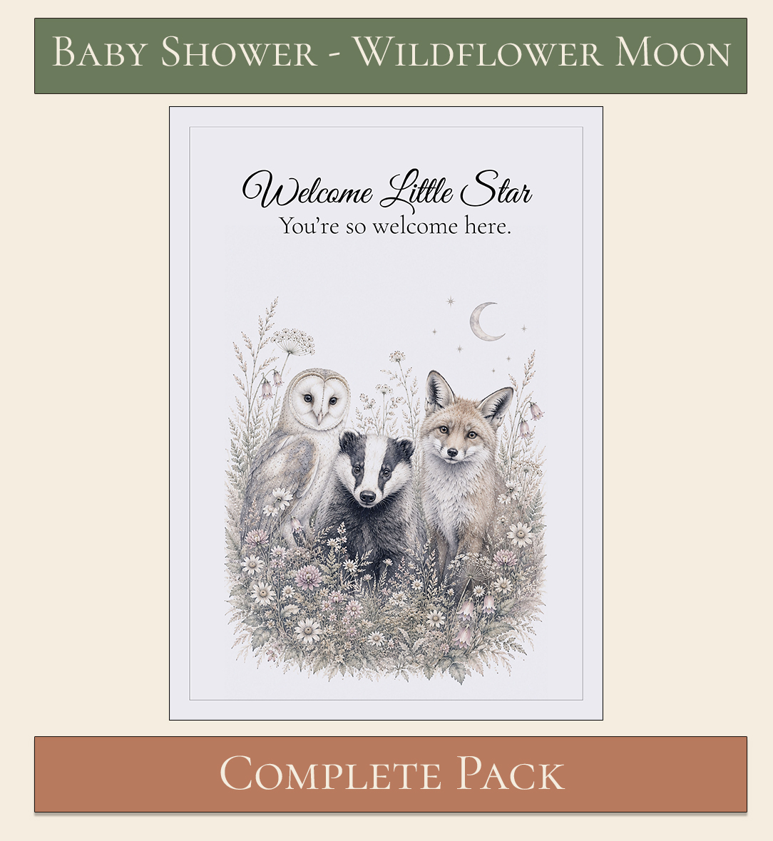 Wildflower Moon Baby Shower Complete Pack 8