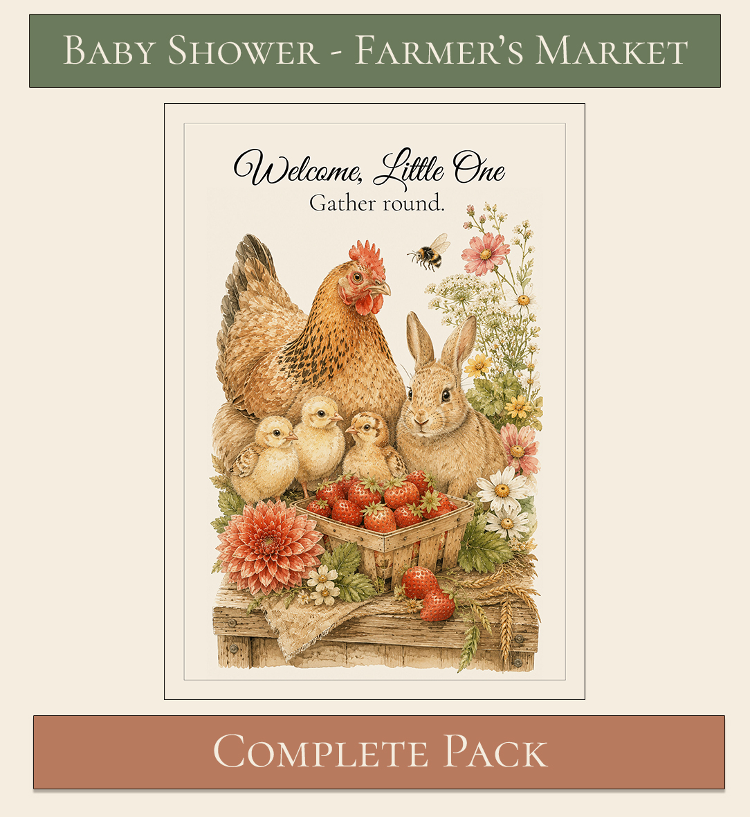Farmer's Market Themed Baby Shower Complete Pack 8