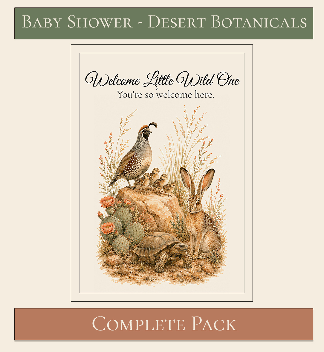 Desert Botanical Baby Shower Essential Pack 8
