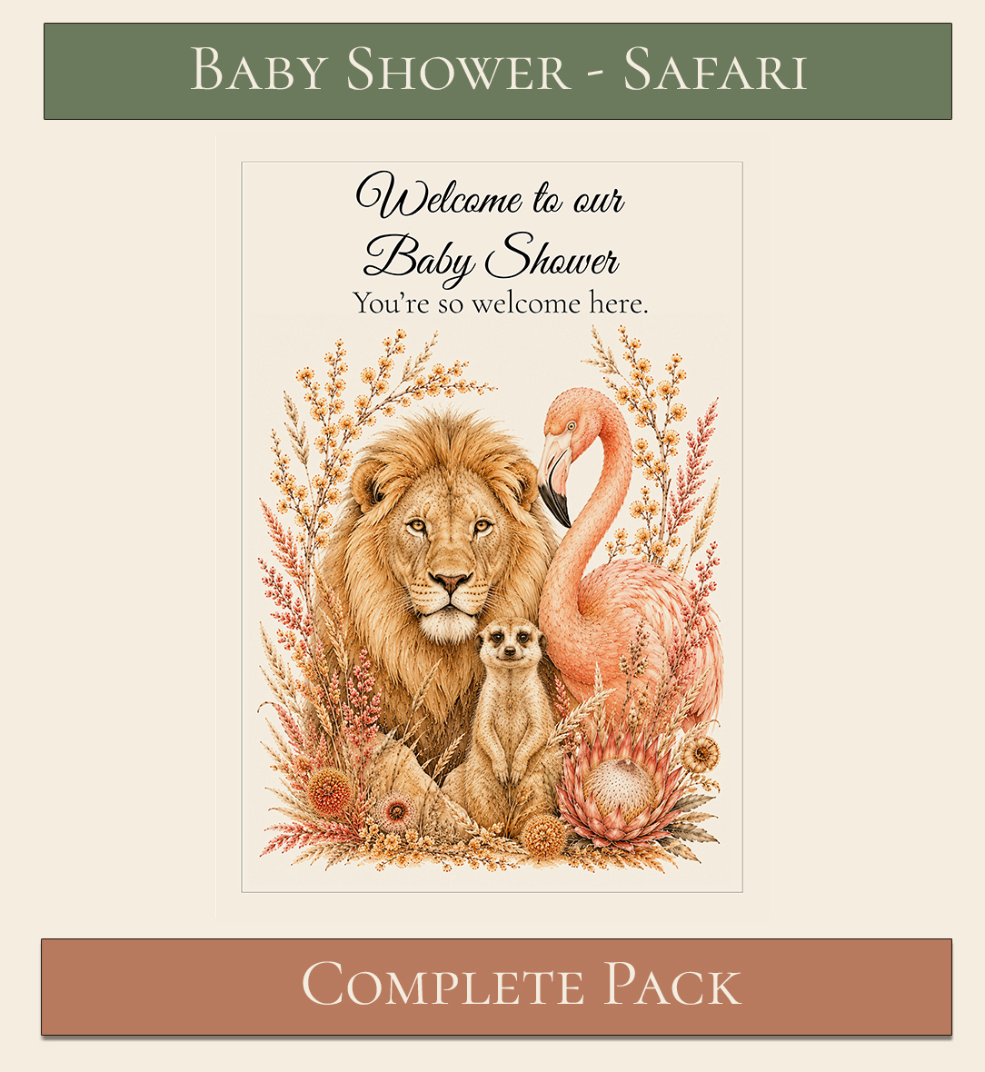 Safari Themed Baby Shower Complete Pack 7