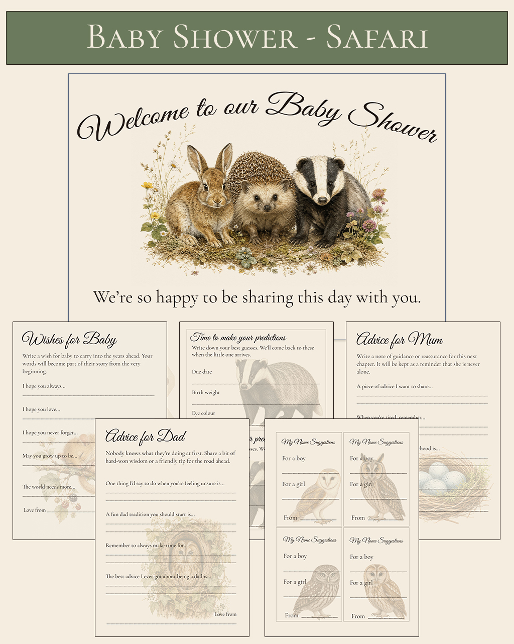 Woodland Baby Shower Complete Pack