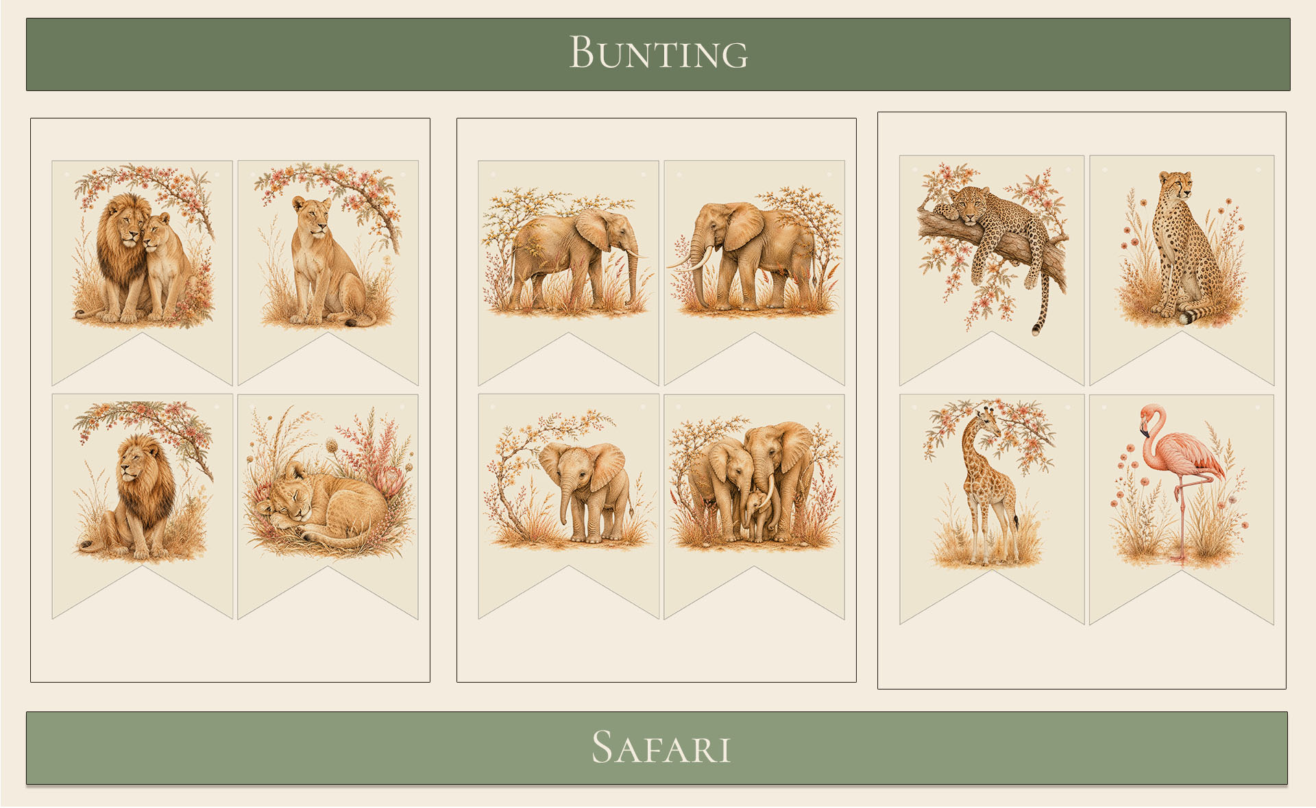 Printable Bunting Safari theme 2