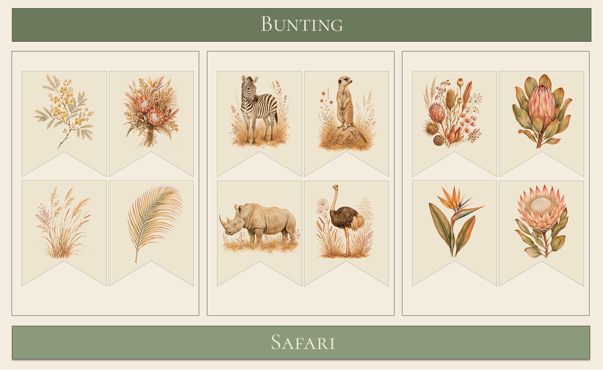 Printable Bunting Safari theme 2