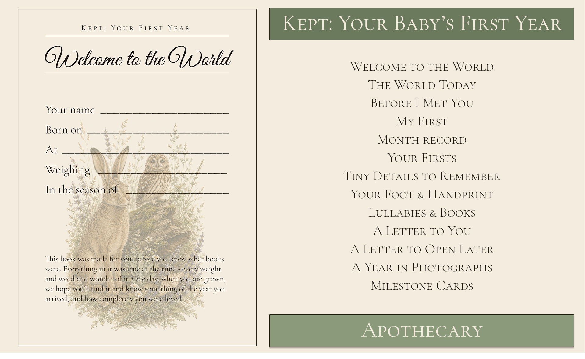 Your baby's first year keepsake apothecary themed 1