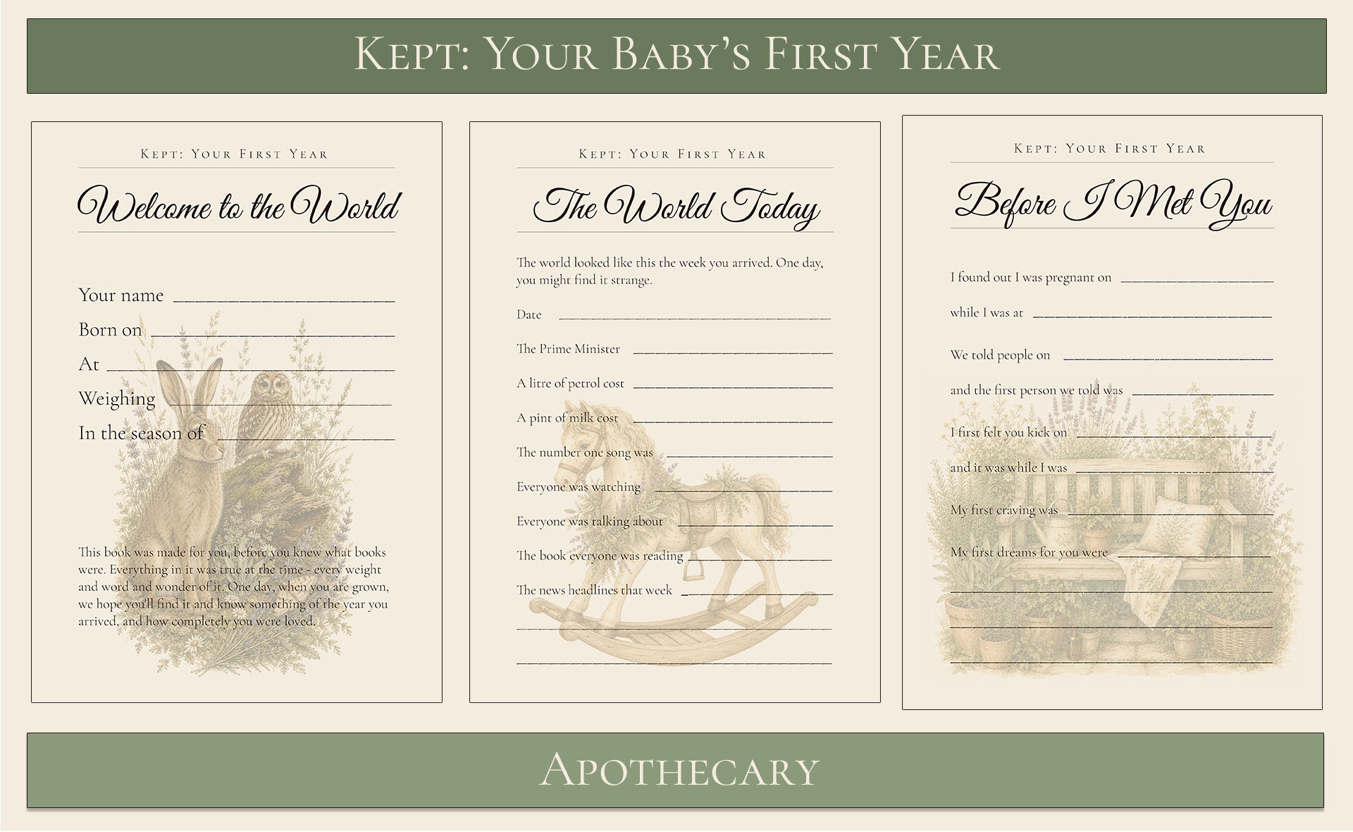 Your baby's first year keepsake apothecary themed 2